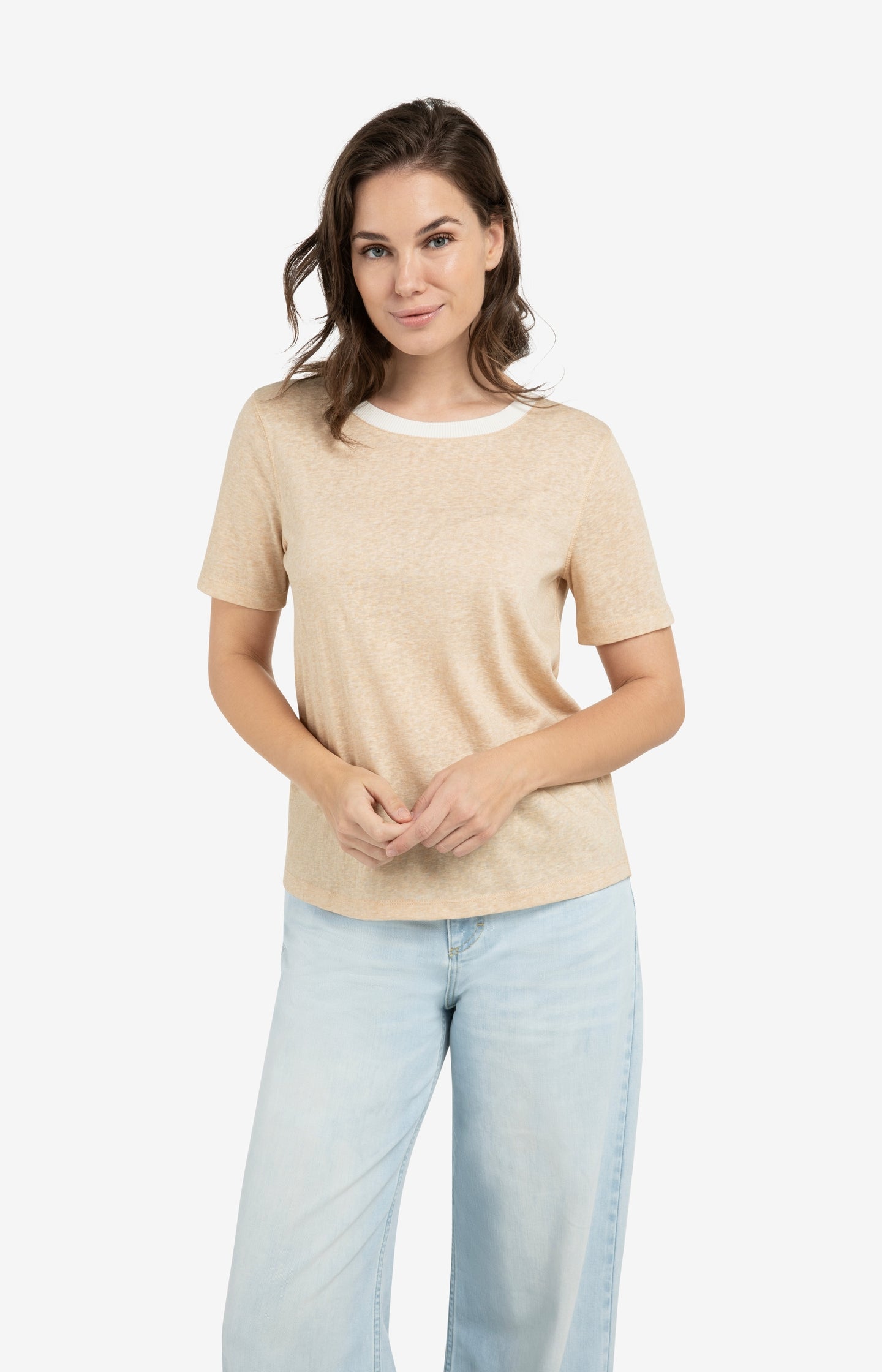 Melange T-shirt with contrasting ribbed trim - Type: lookbook