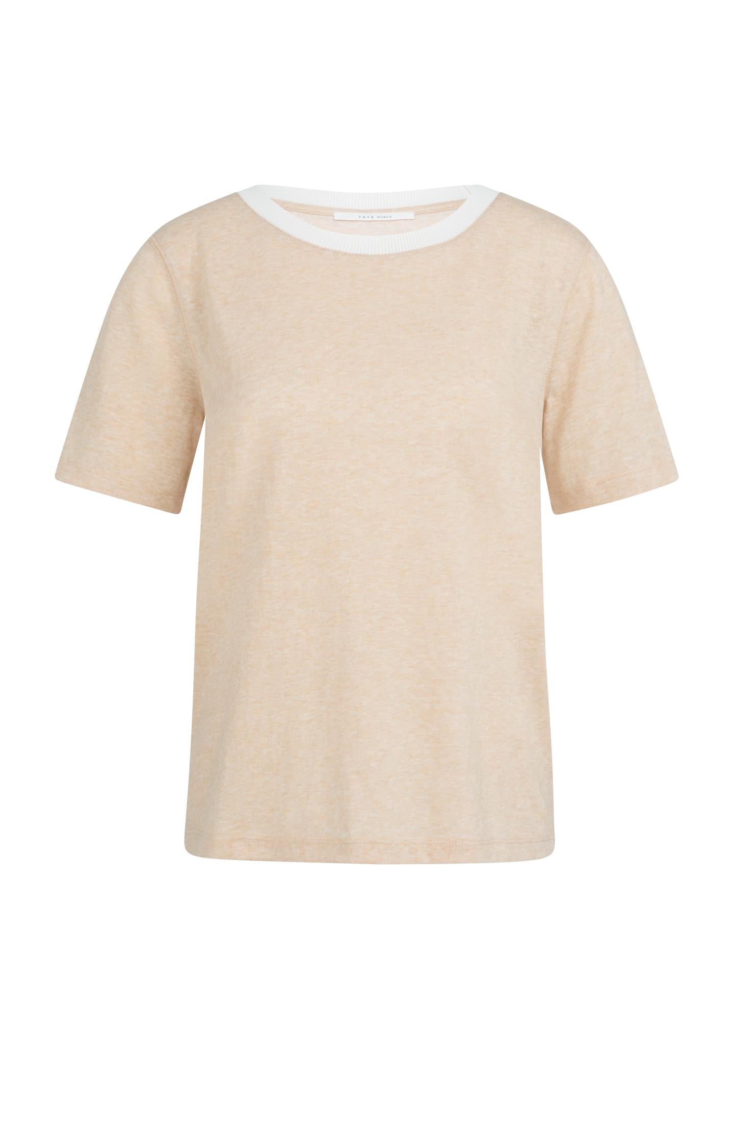 Melange T-shirt with contrasting ribbed trim - Type: product
