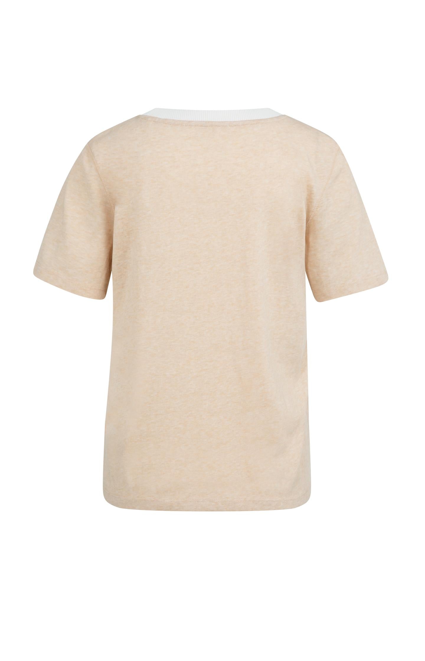 Melange T-shirt with contrasting ribbed trim