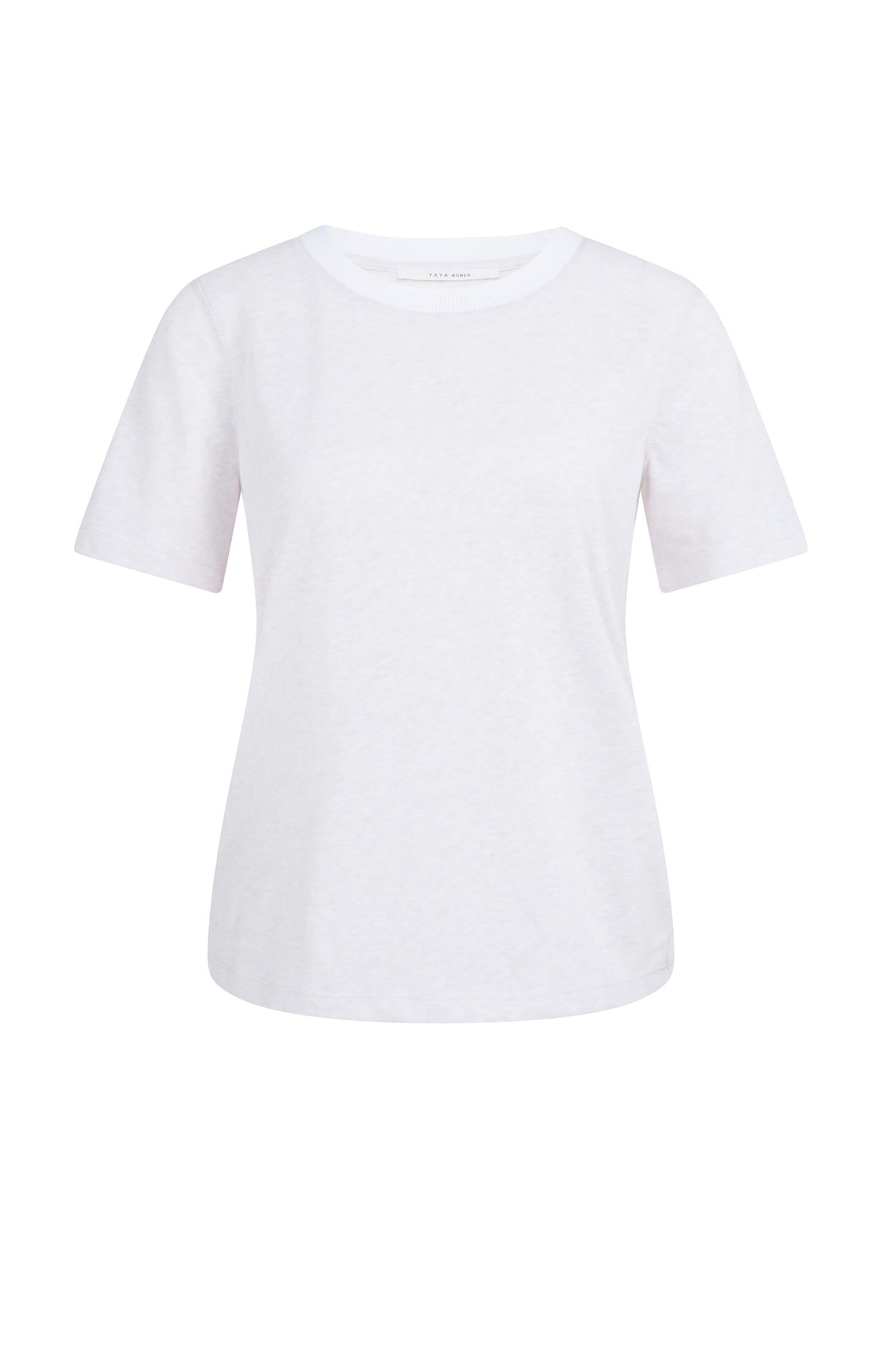 Melange T-shirt with contrasting ribbed trim