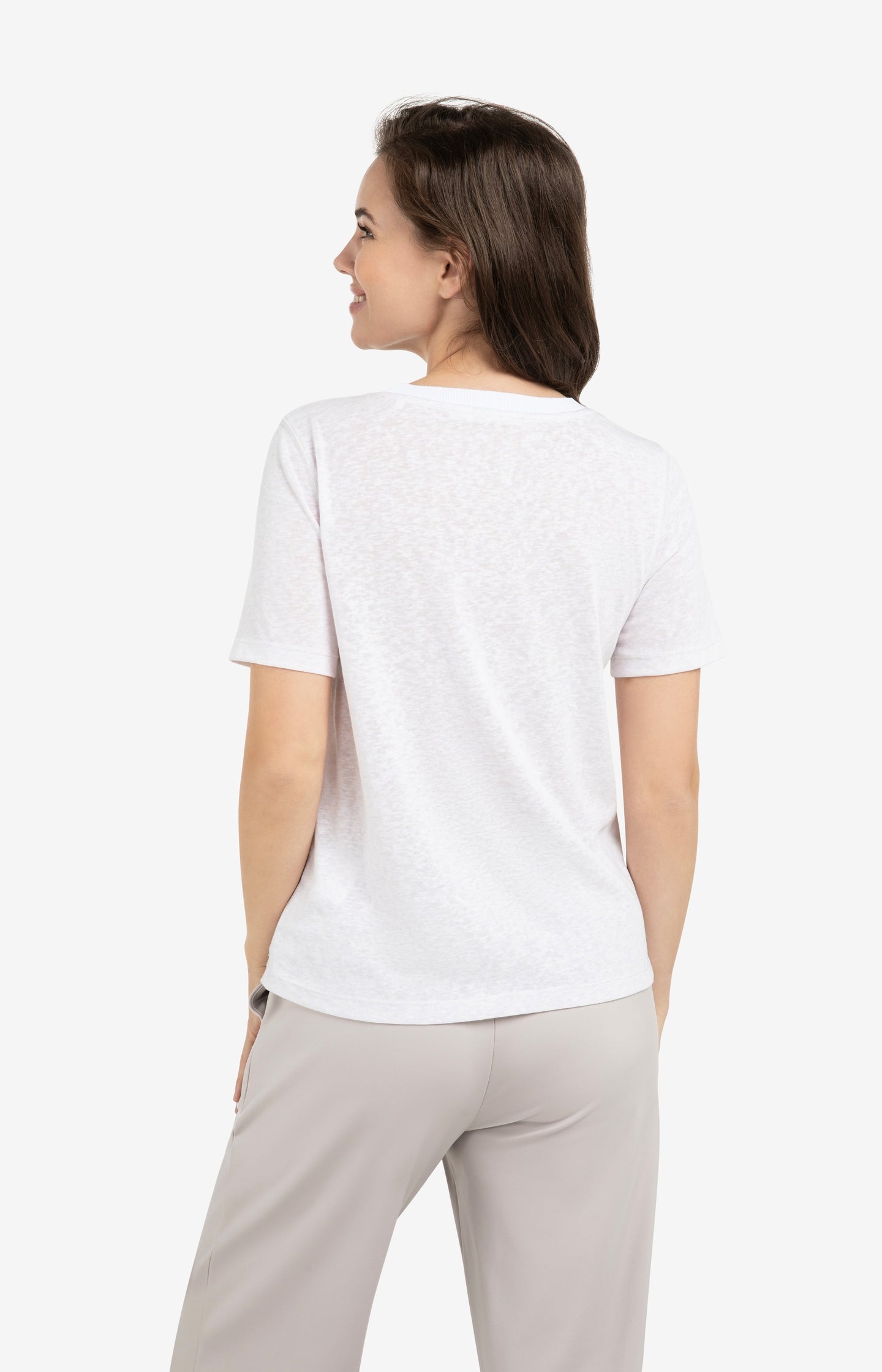 Melange T-shirt with contrasting ribbed trim