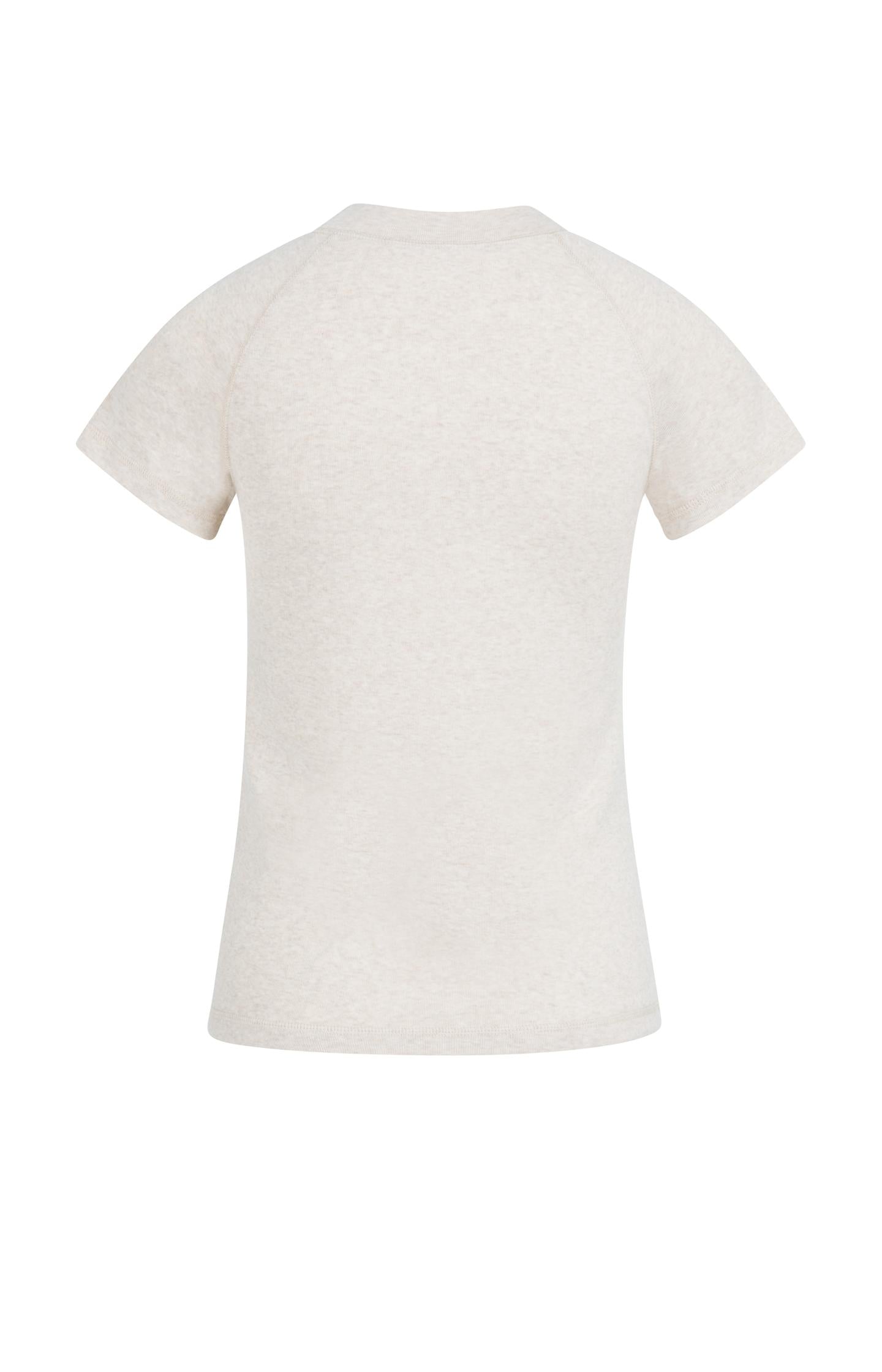Melange top with short raglan sleeves