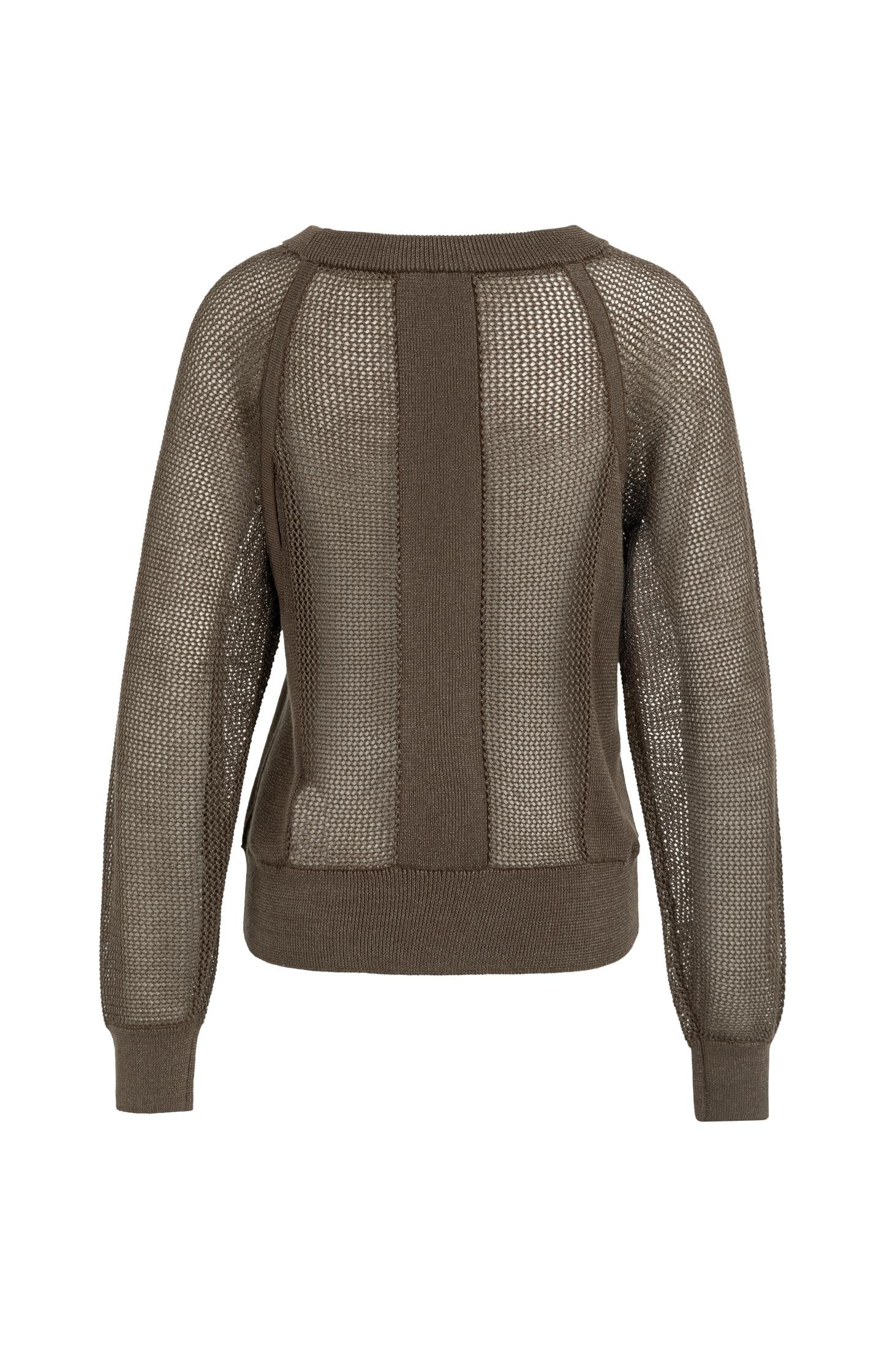 Mesh-stitch knitted sweater with raglan sleeves - Type: video