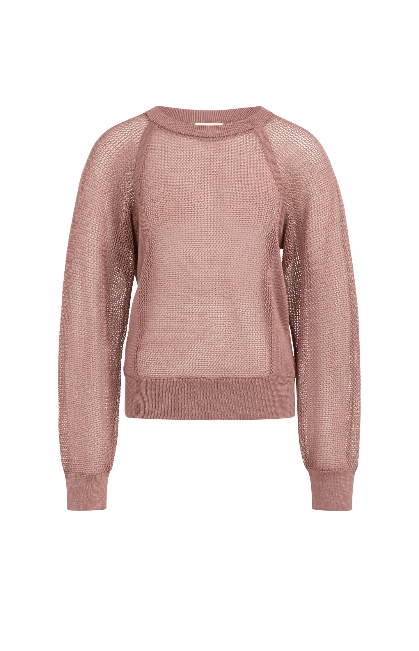 Mesh-stitch knitted sweater with raglan sleeves