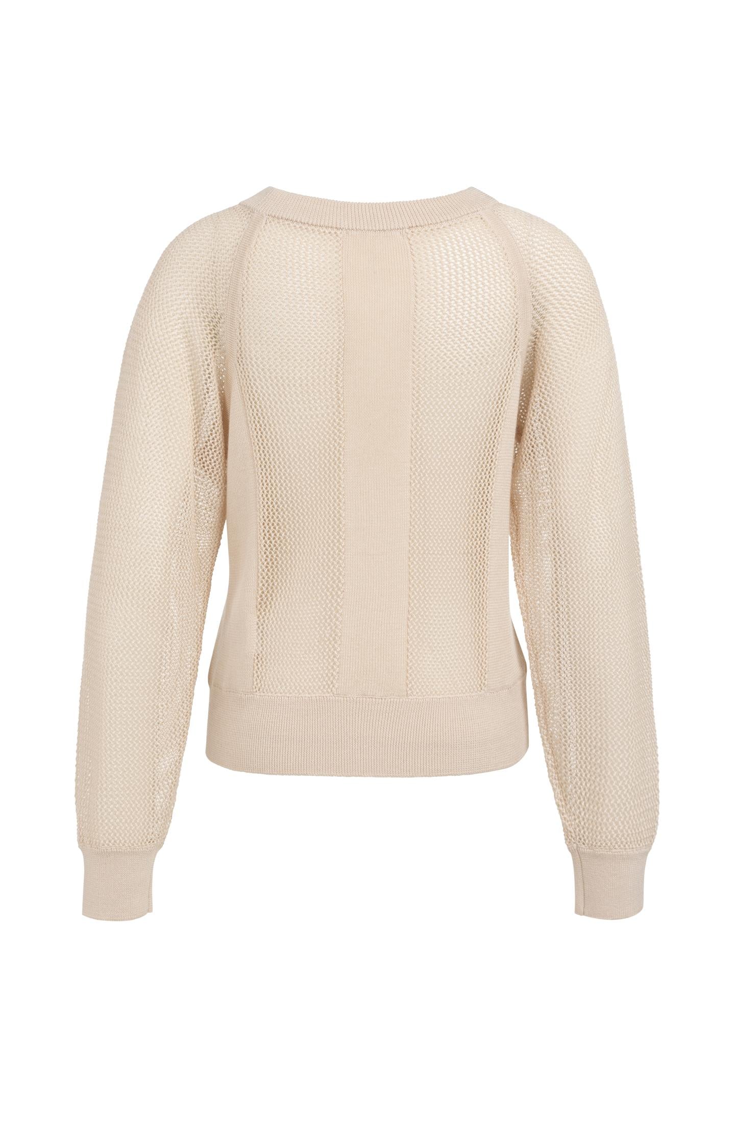 Mesh-stitch knitted sweater with raglan sleeves