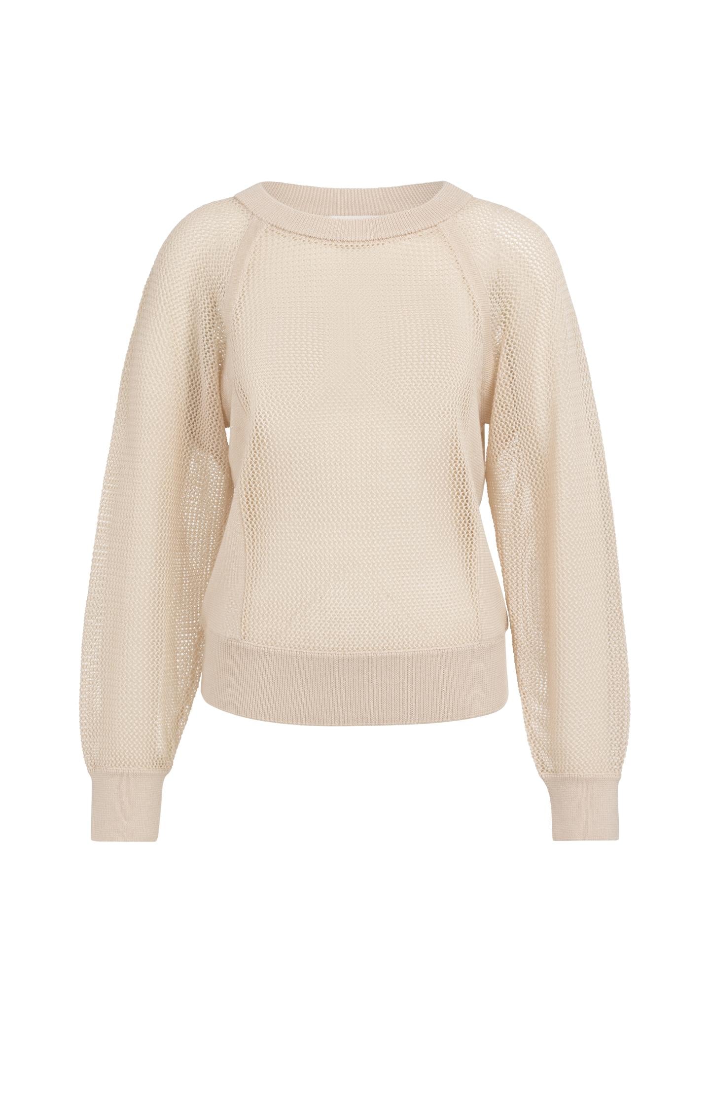 Mesh-stitch knitted sweater with raglan sleeves