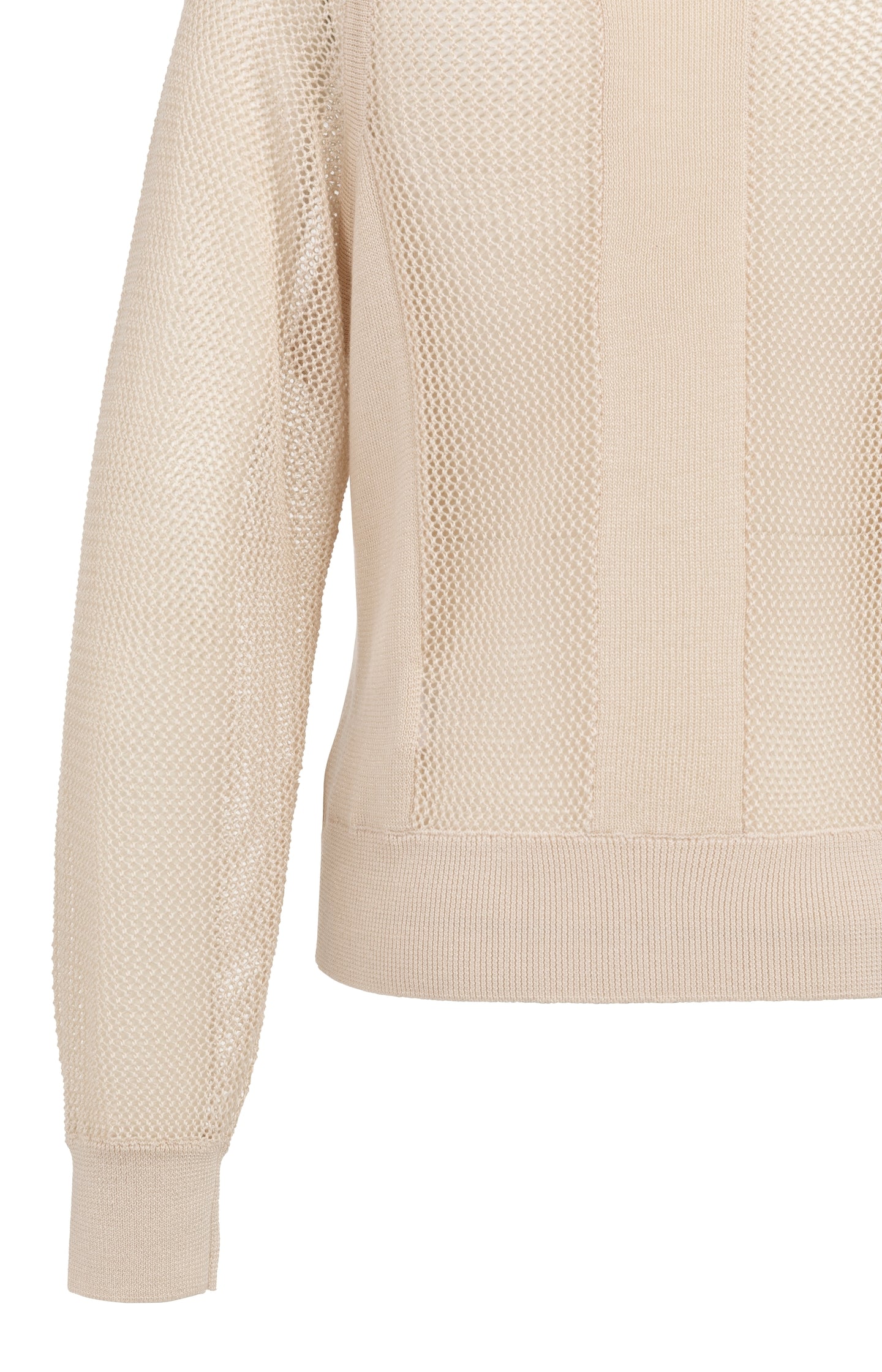 Mesh-stitch knitted sweater with raglan sleeves