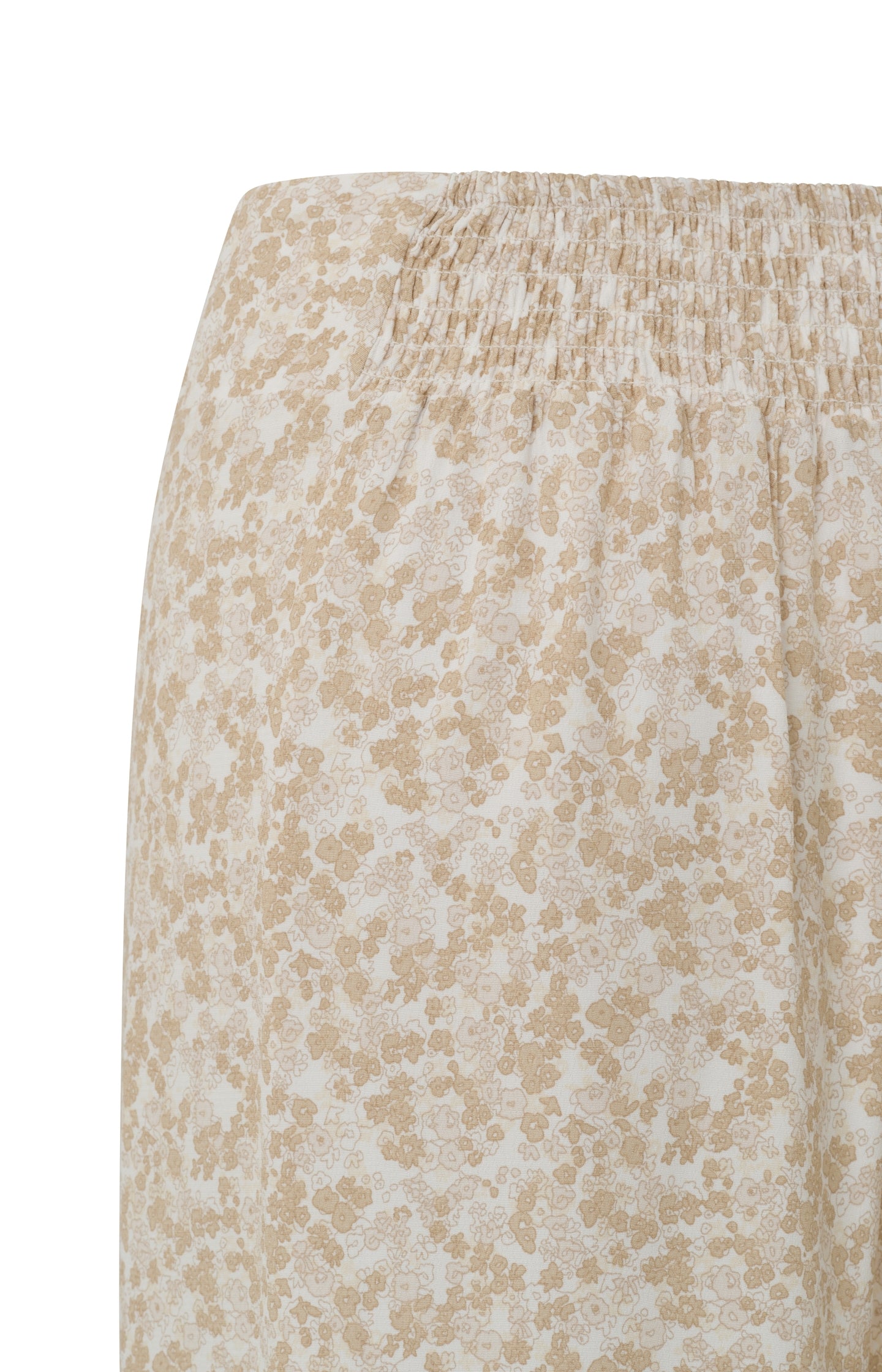 Midi skirt with elastic waist, wrap effect and floral print