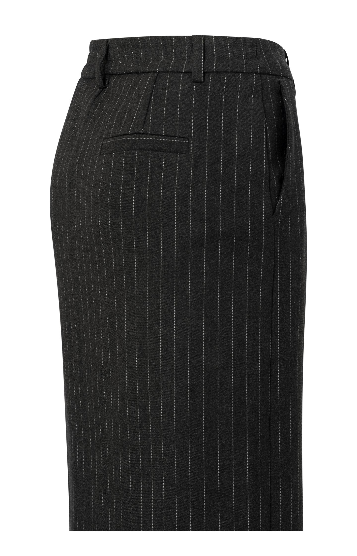 Midi skirt with pinstripes and front slit - Anthracite Dessin