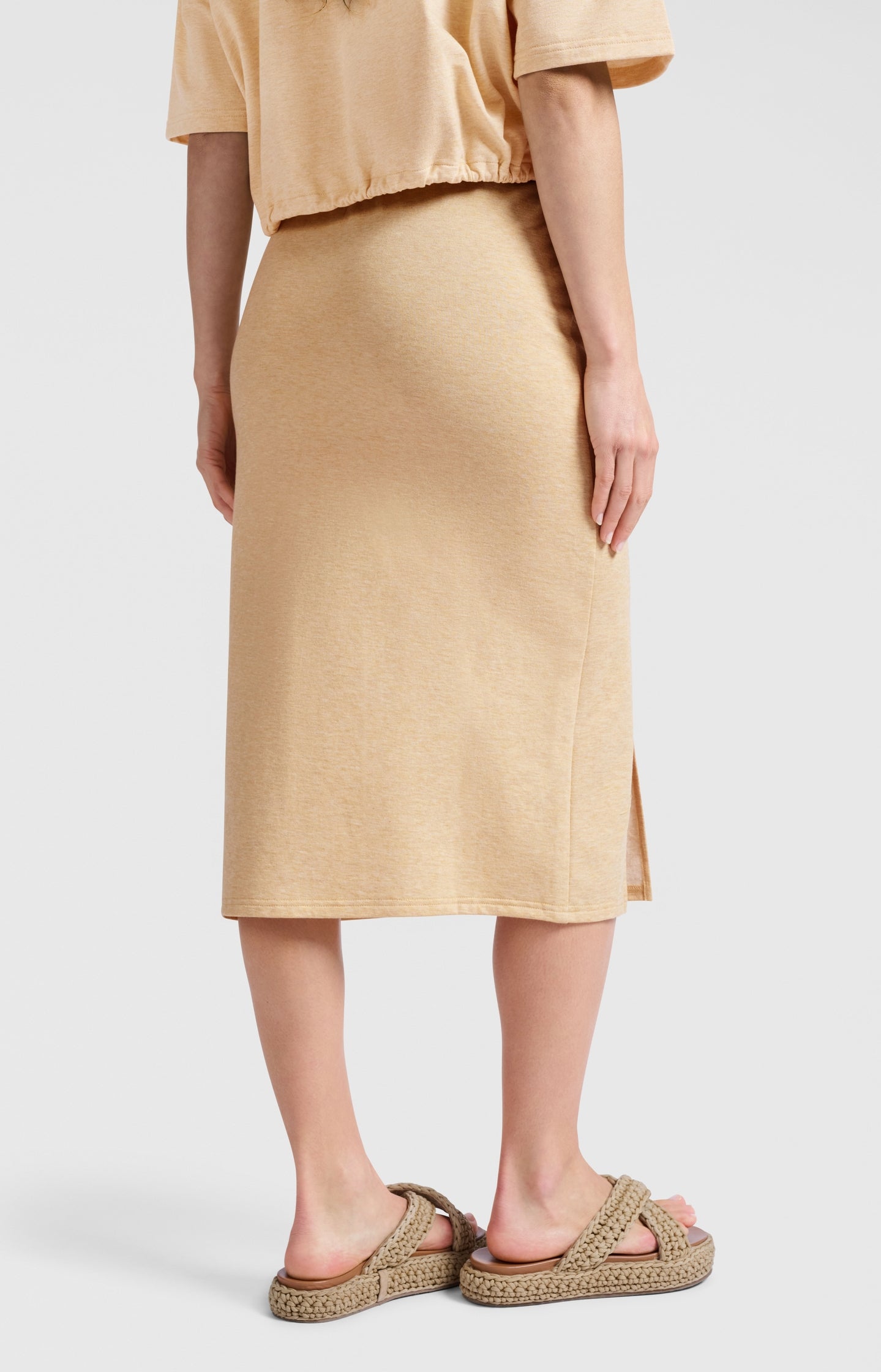 Midi skirt with slit and tie detail