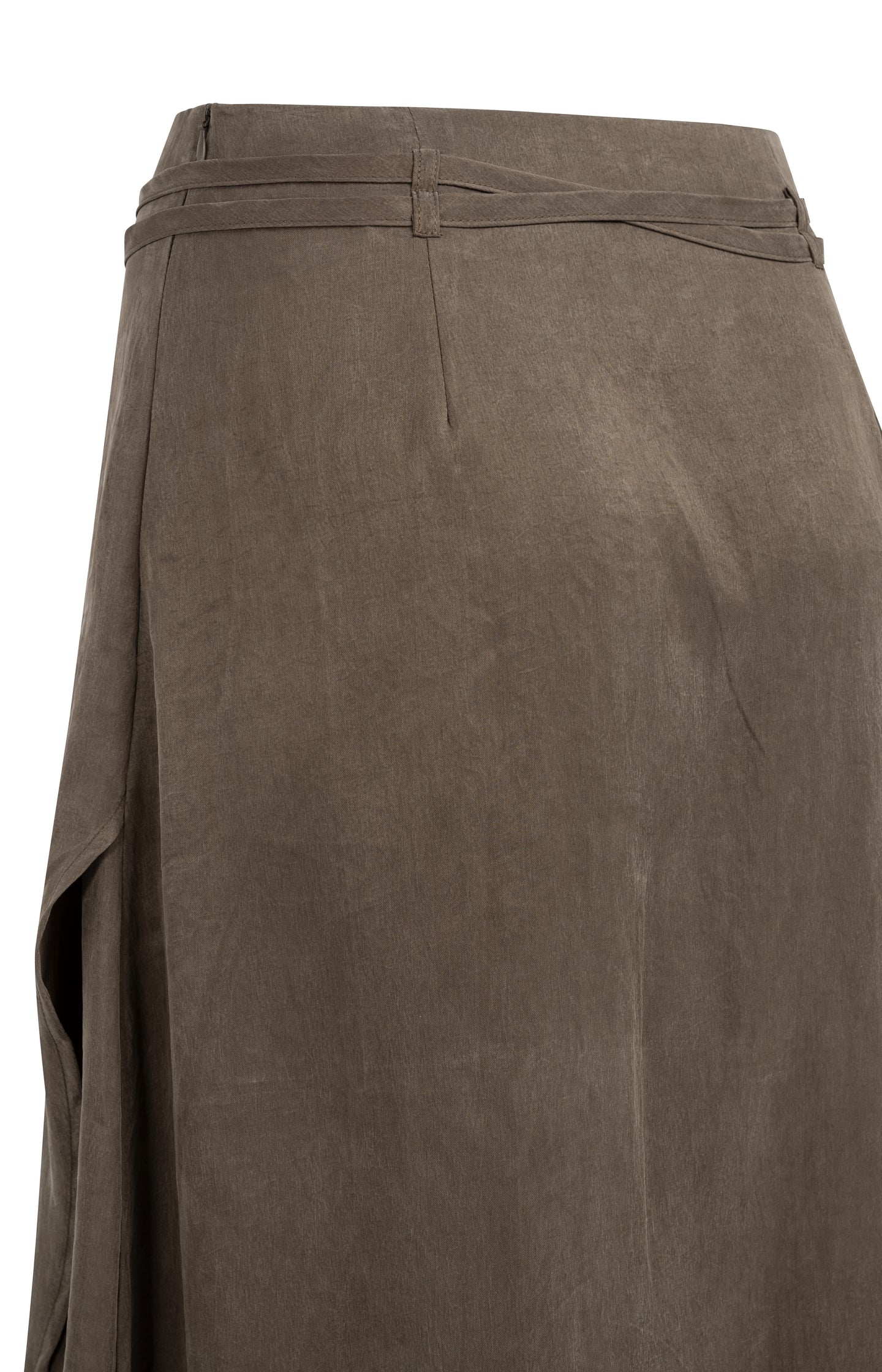 Midi skirt with wrap effect and tie belt