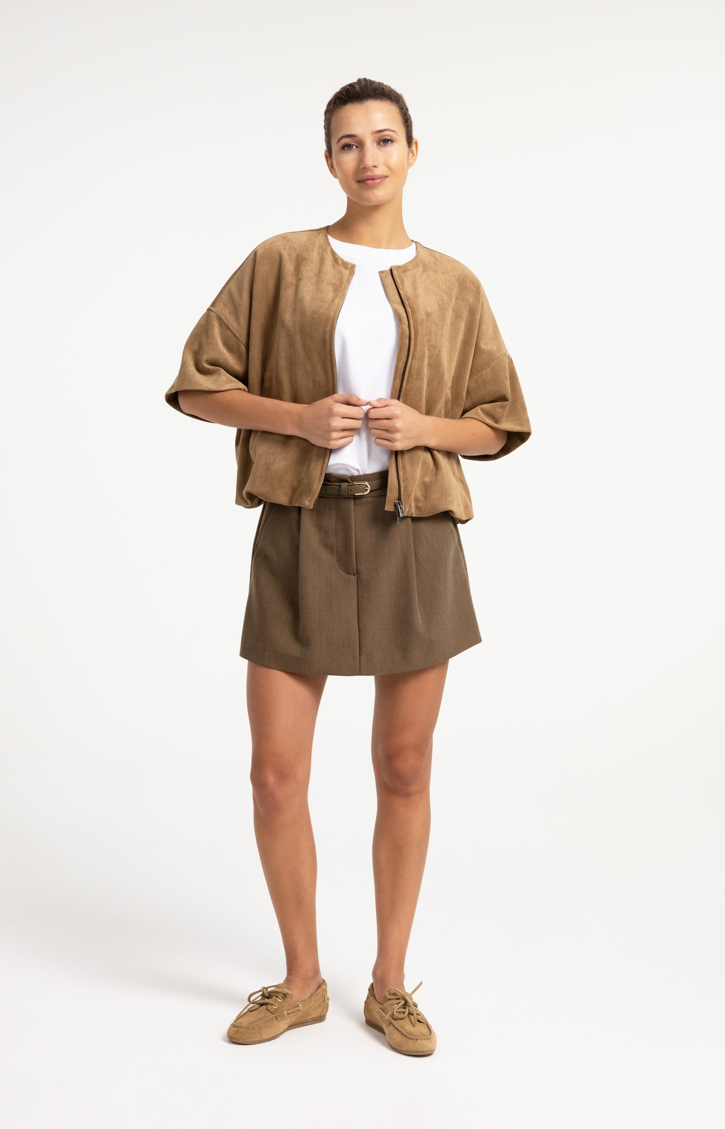 Mini skort with pleat detail