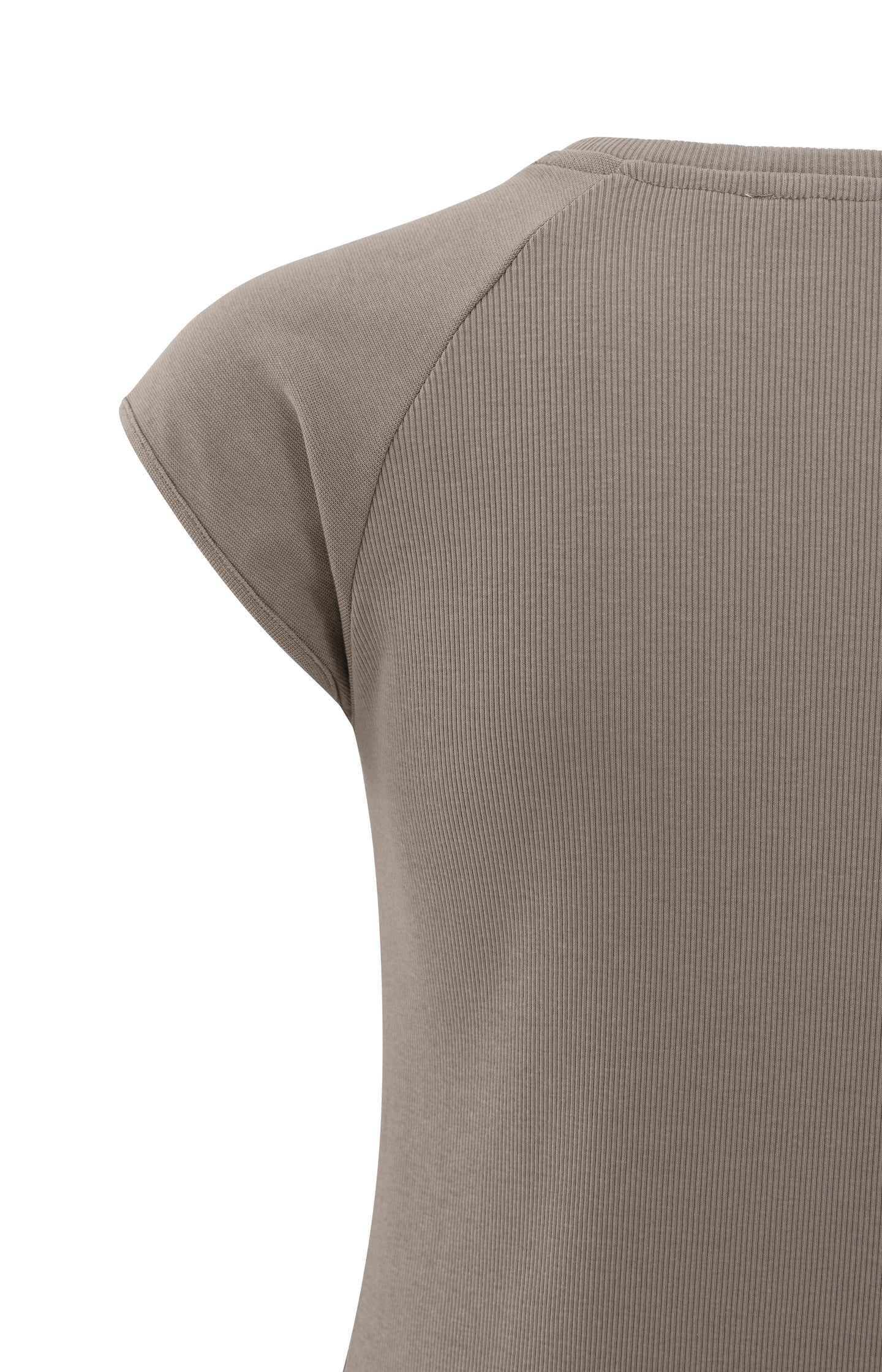 Mixed fabric T-shirt with plain sleeves