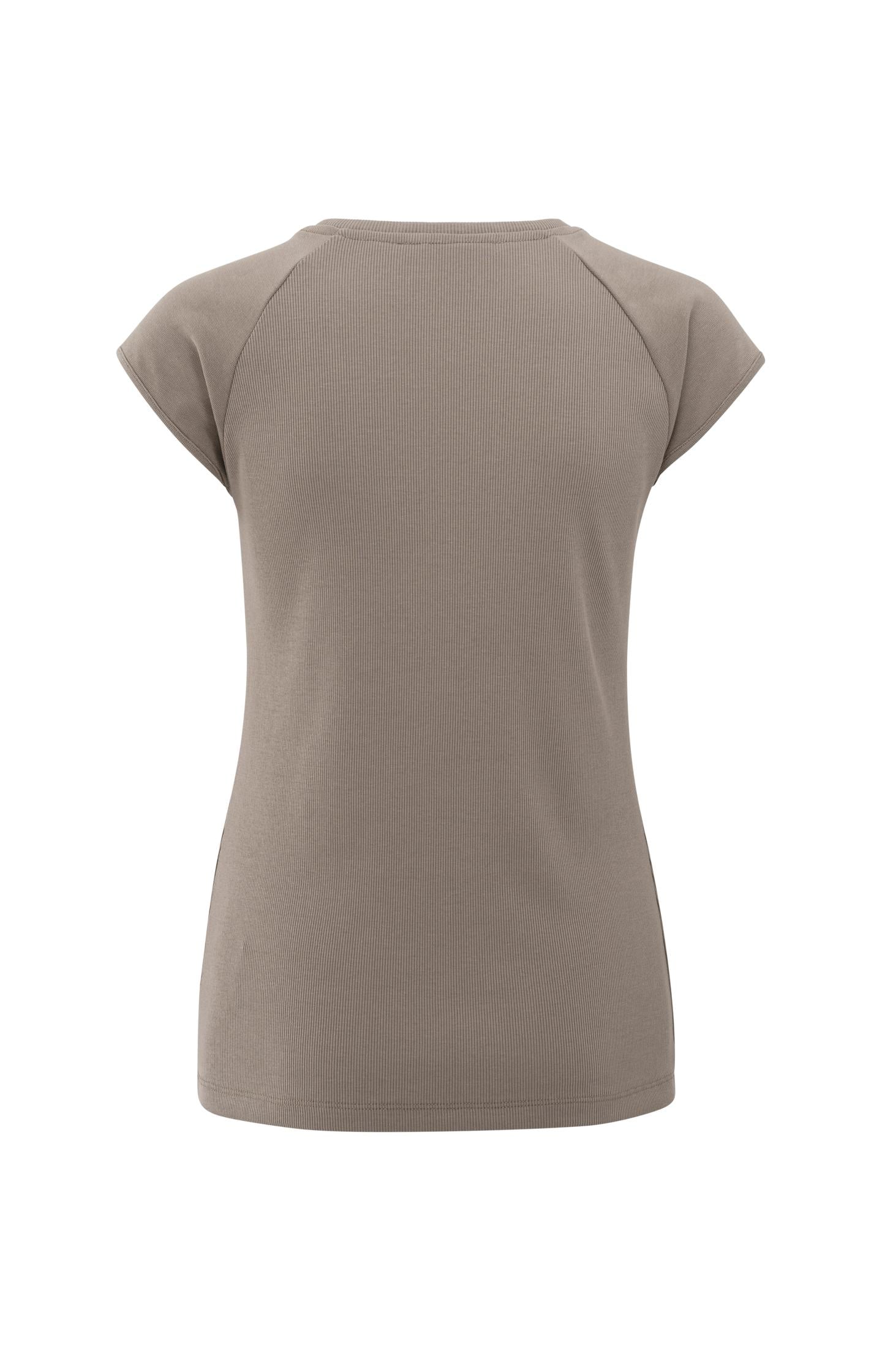 Mixed fabric T-shirt with plain sleeves