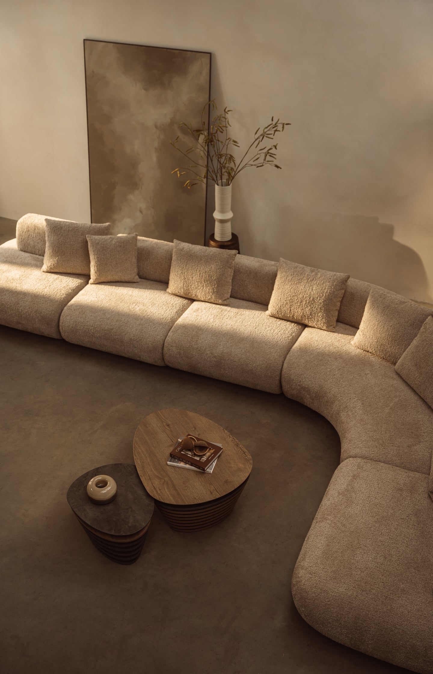 Modular sofa element in bouclé fabric - left