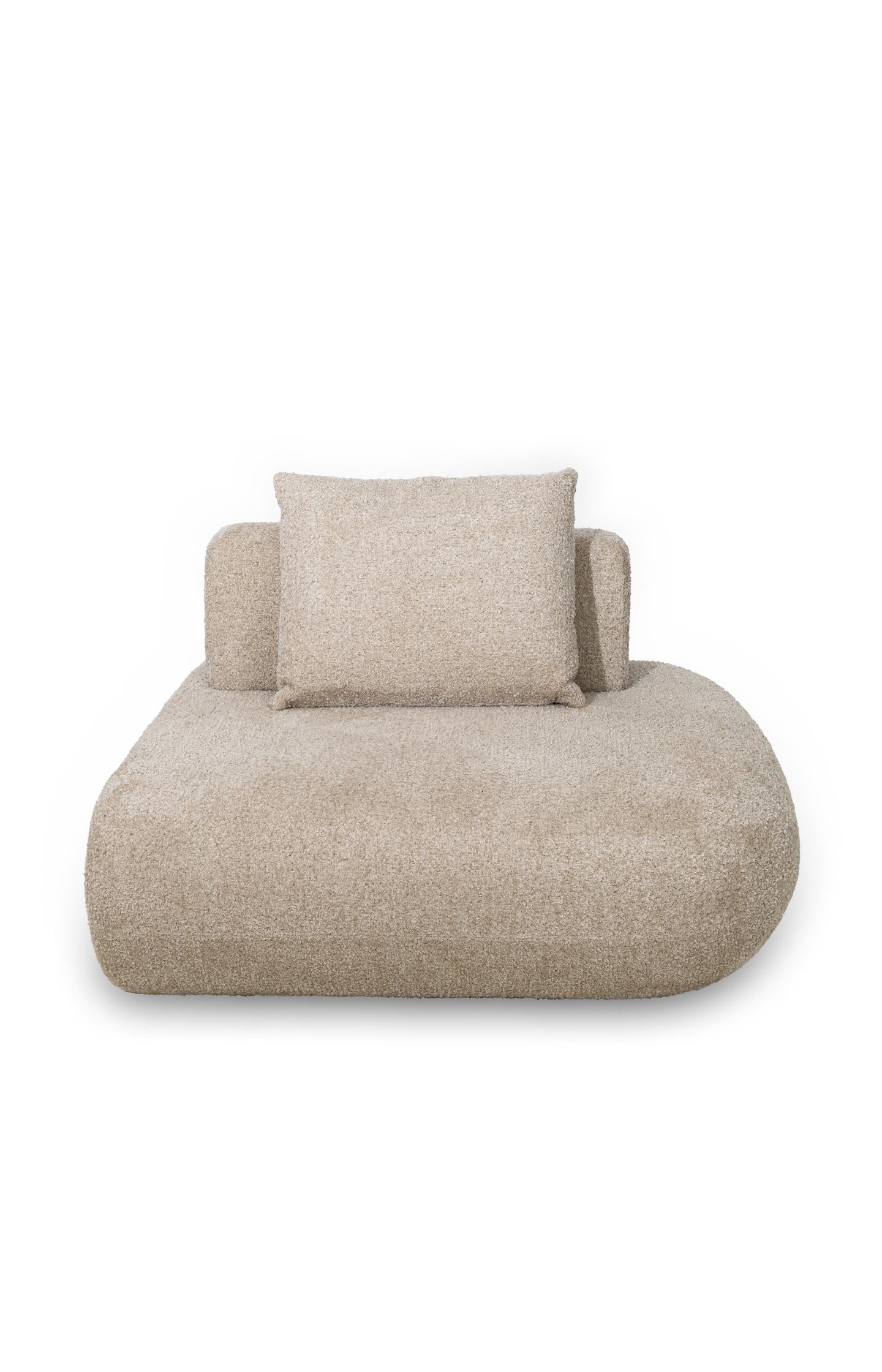 Modular sofa element in bouclé fabric - right