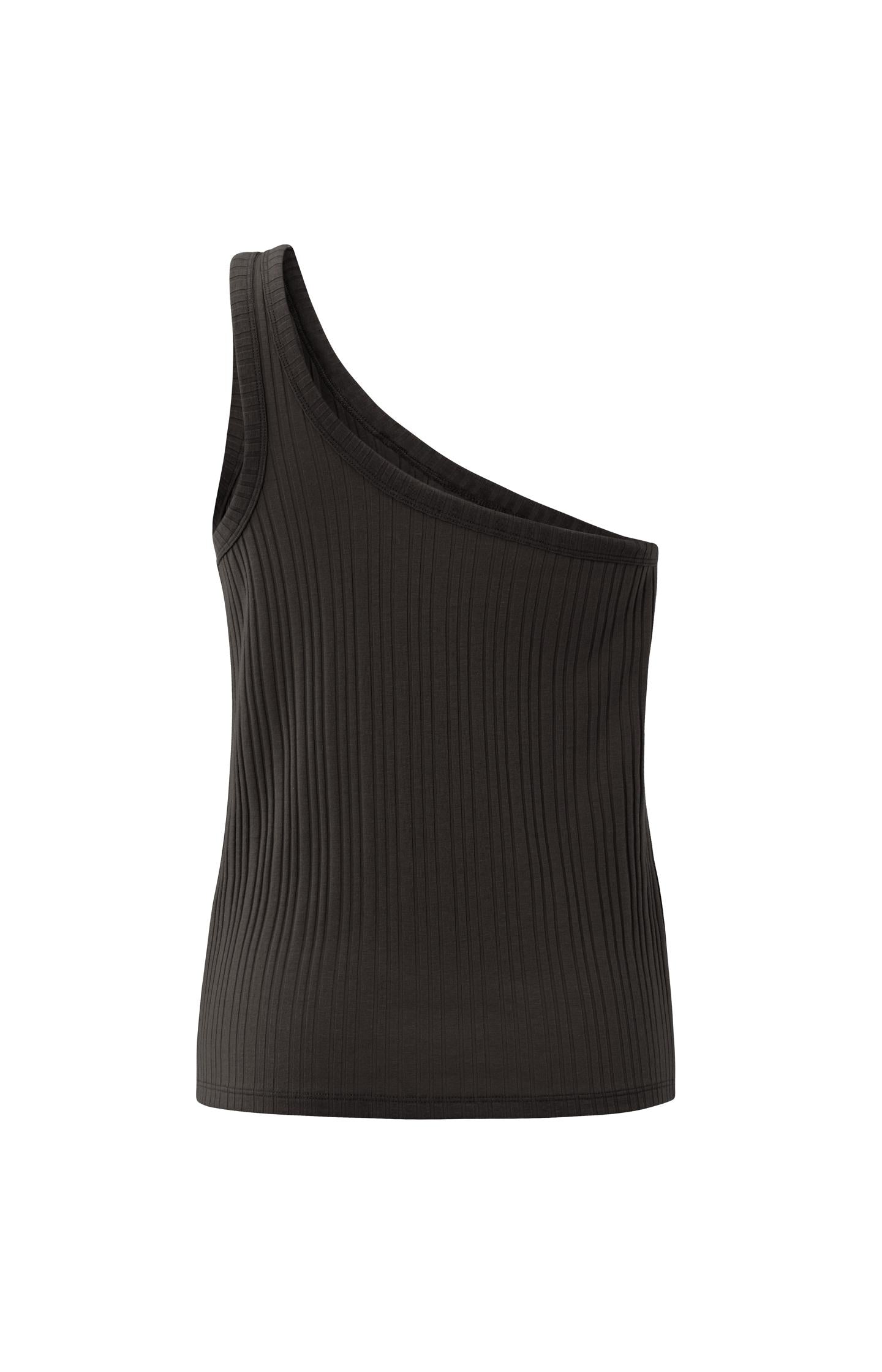 One shoulder singlet with ribbed details in regular fit