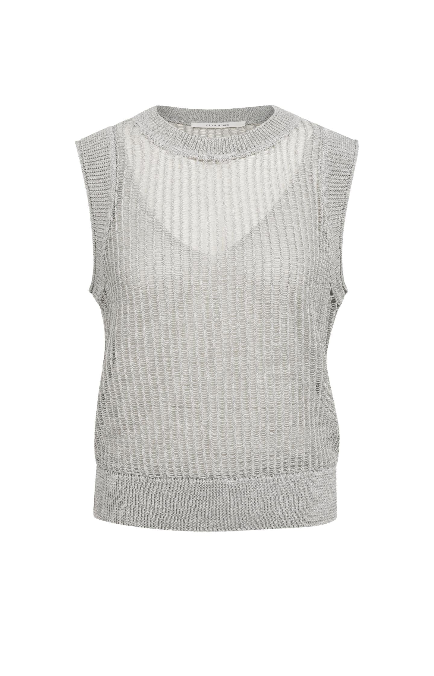 Open-knit top with matching underlayer