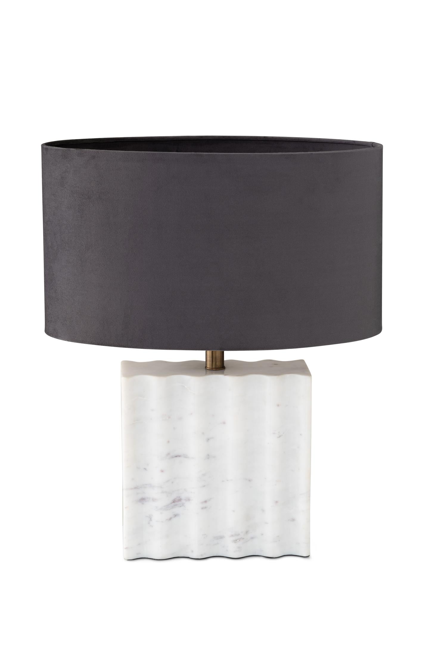Oval lampshade in grey velvet