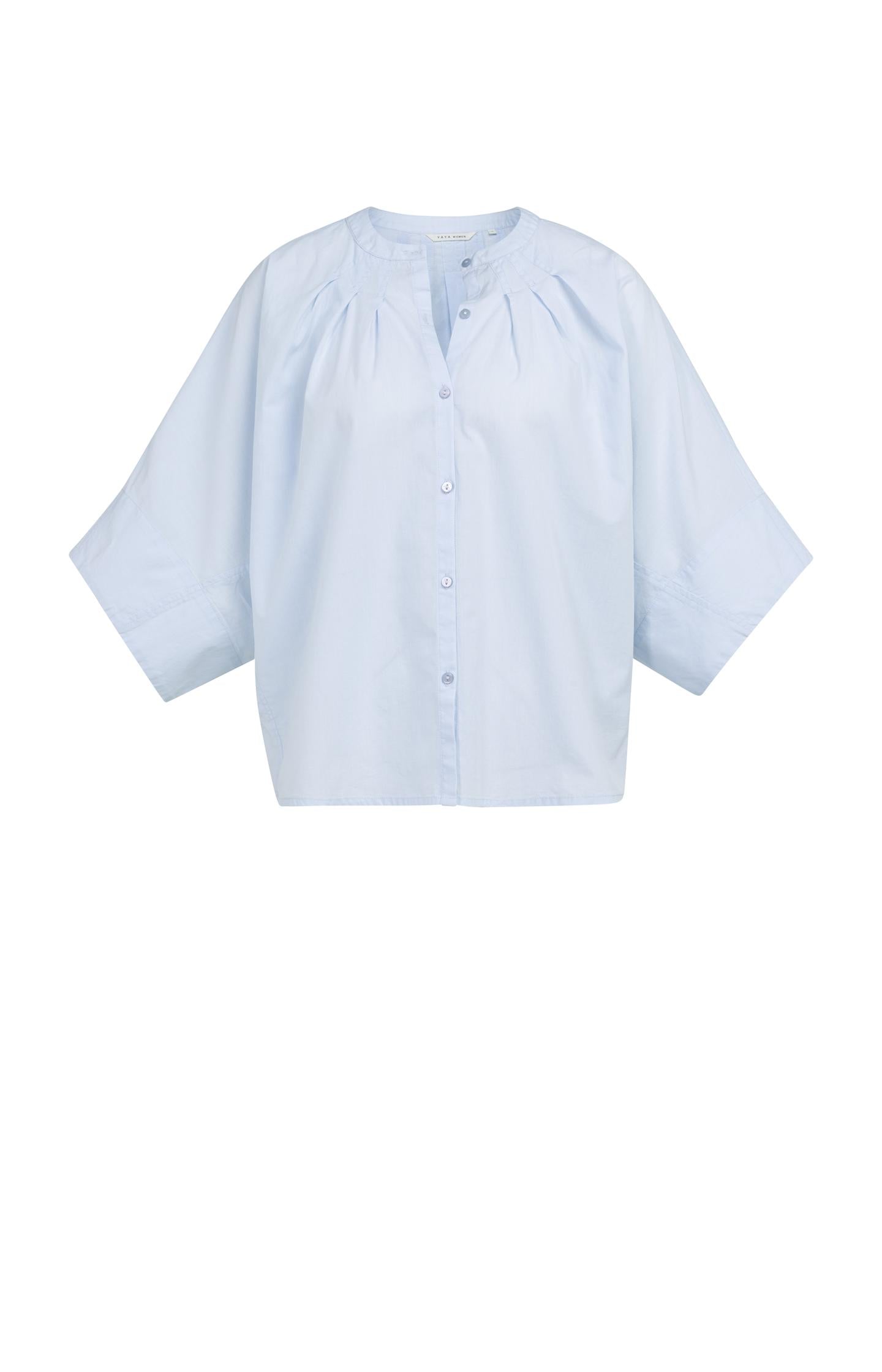 Oversized batwing blouse with pleats and wide sleeves - Type: product