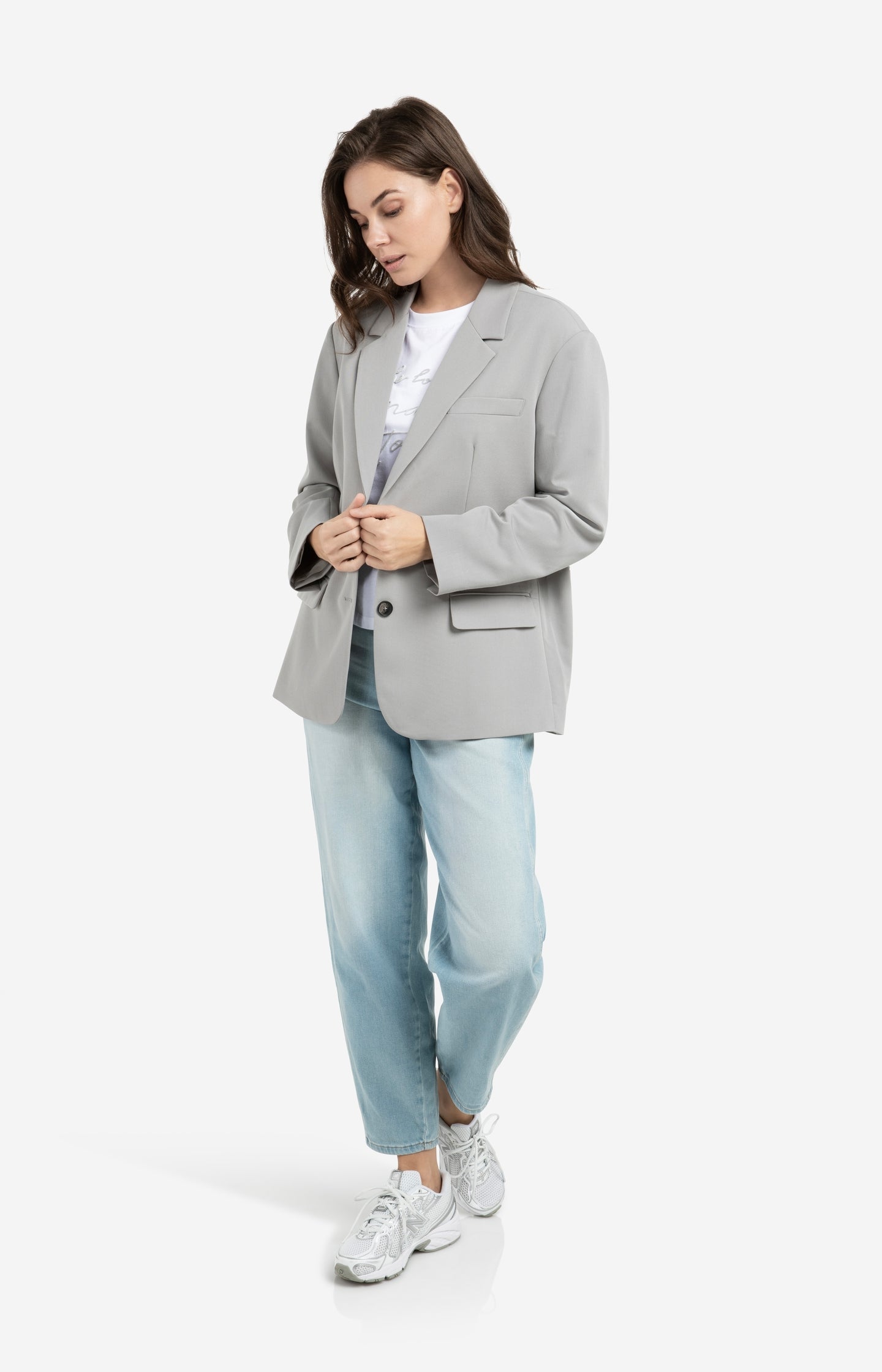 Oversized blazer with fancy button details - Grey