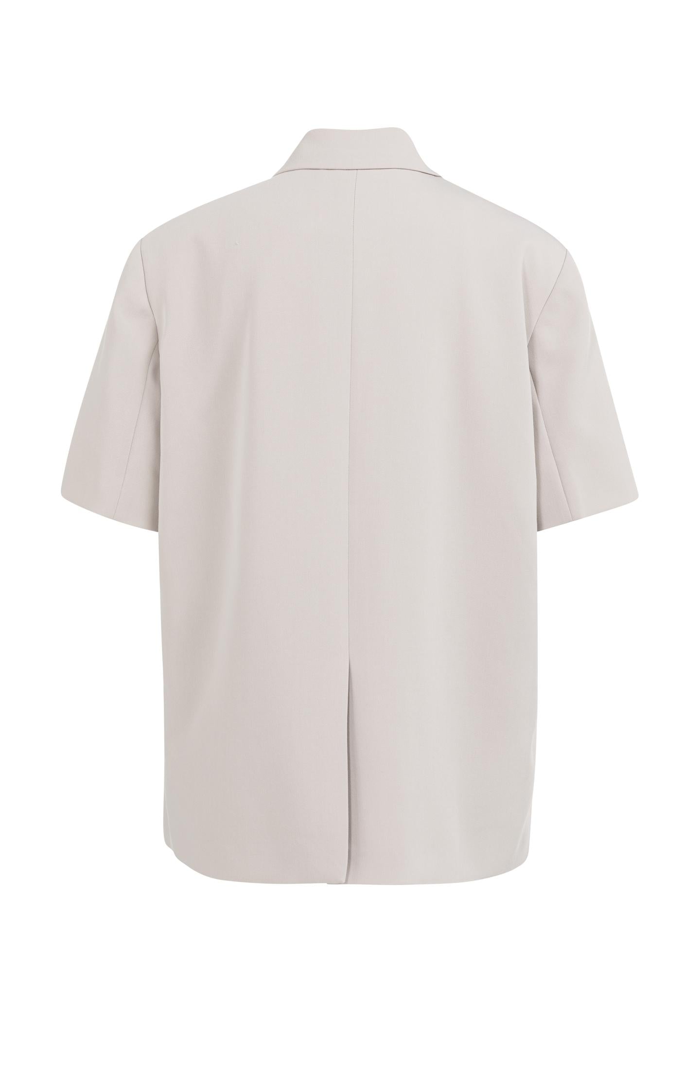 Oversized blazer with short sleeves and lapel collar - Grey