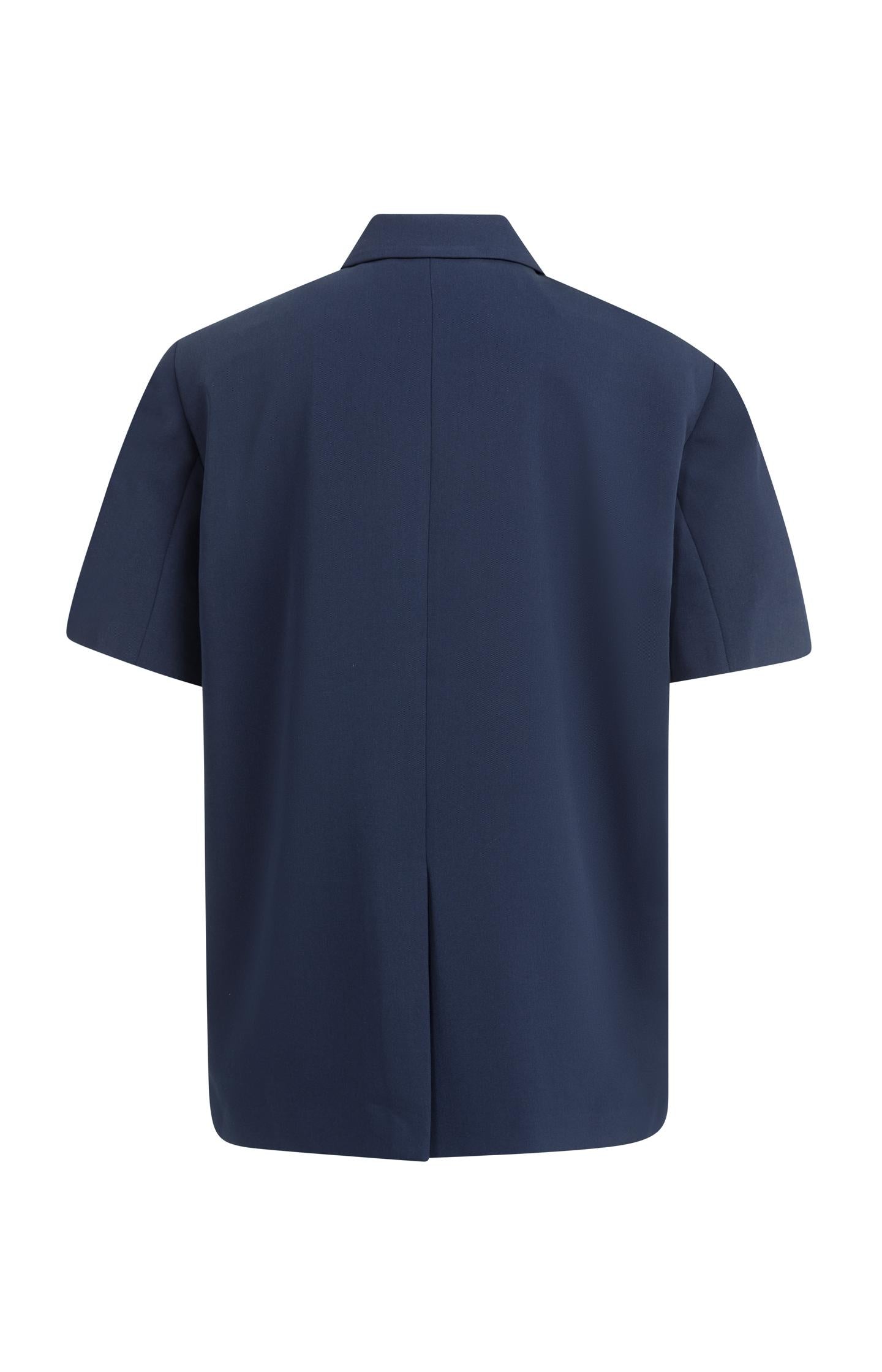 Oversized blazer with short sleeves and lapel collar - Blue