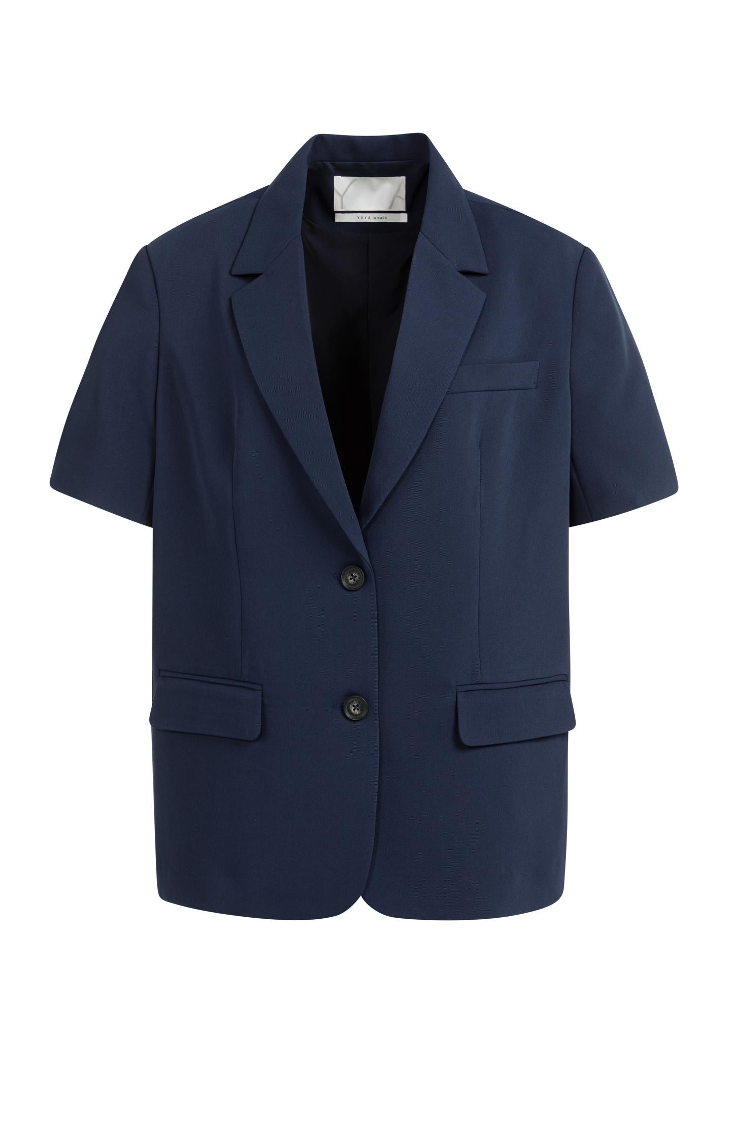 Oversized blazer with short sleeves and lapel collar - Blue - Type: product