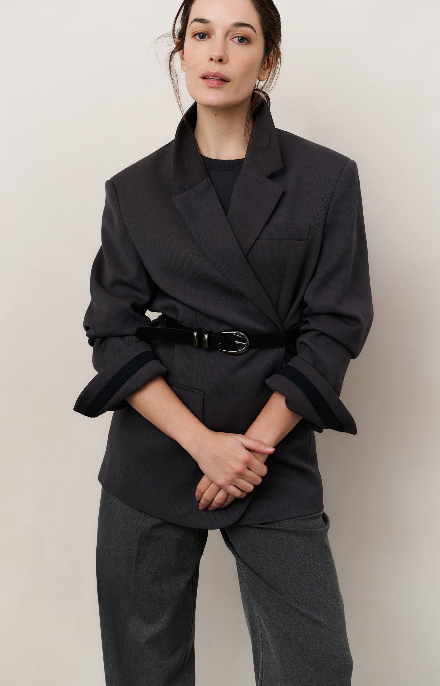 Oversized blazer with sleeve tape detail