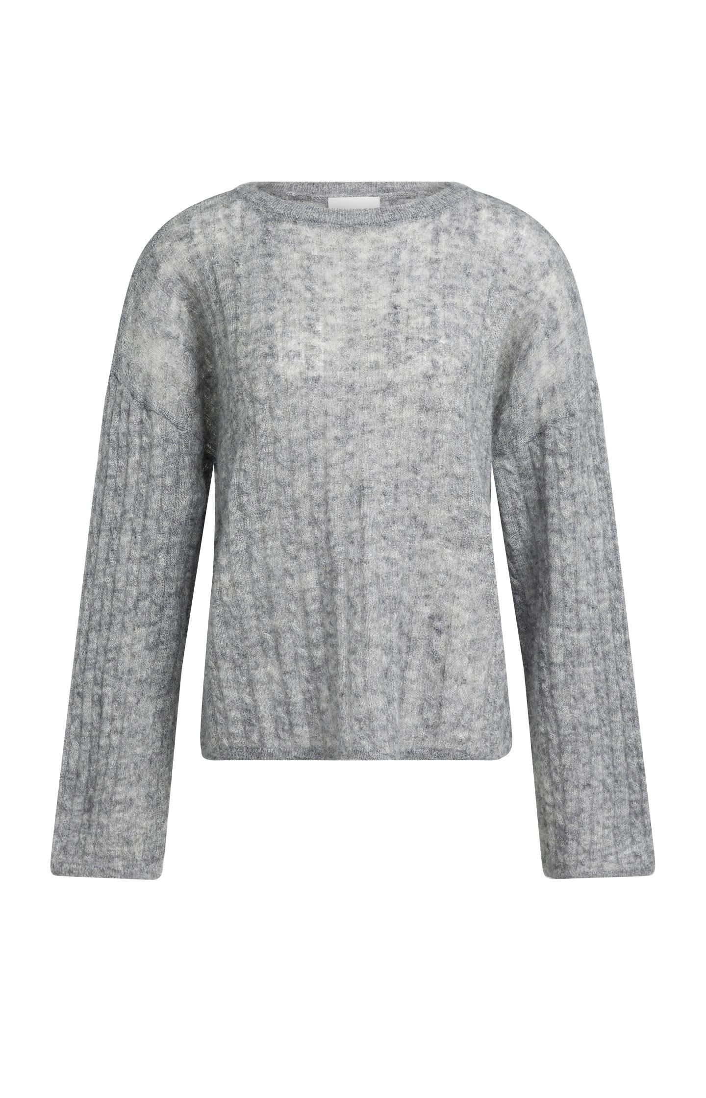 Oversized cable sweater with boat neckline