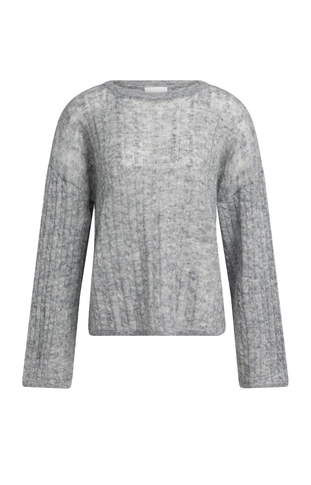 Oversized cable sweater with boat neckline