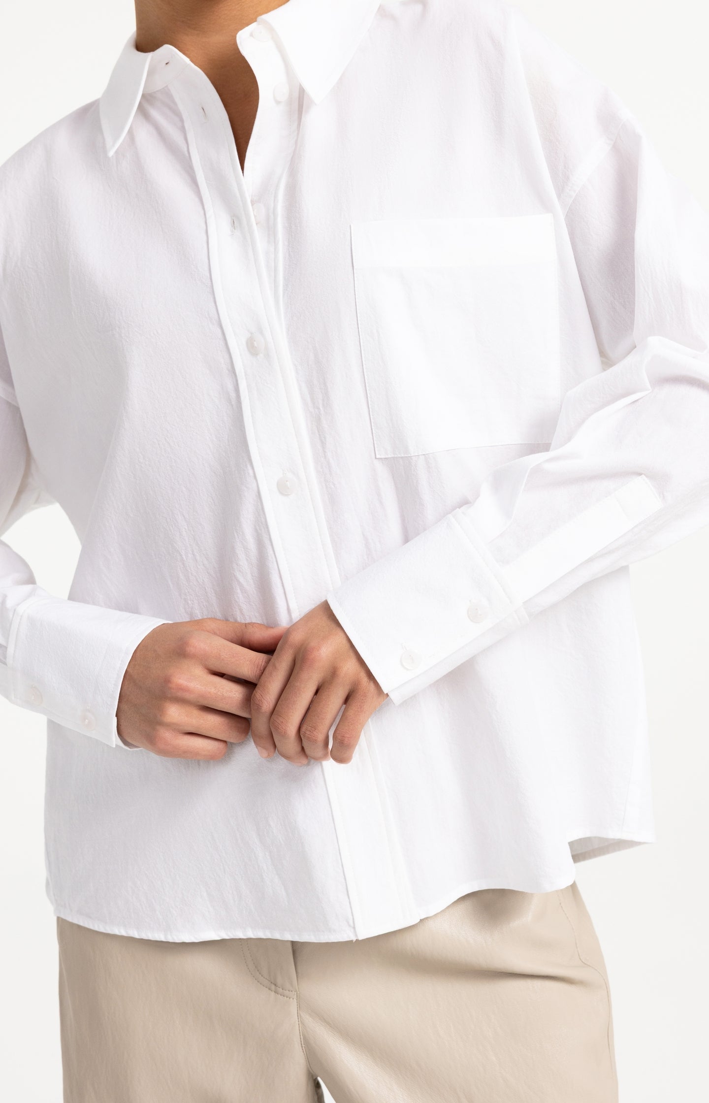 Oversized cotton blouse with chest pocket