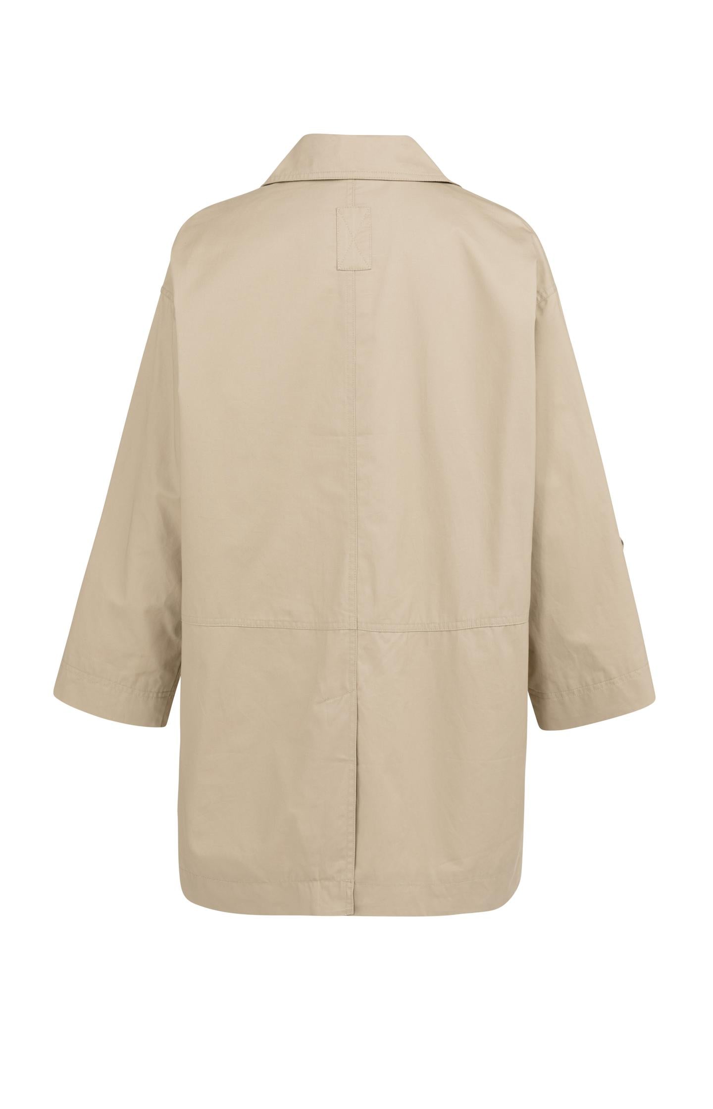 Oversized cotton jacket with buttons and patch pockets