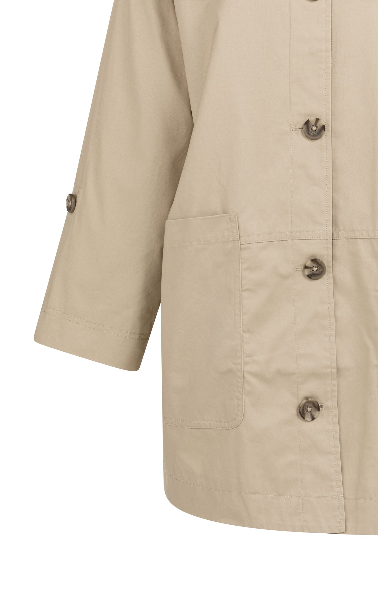 Oversized cotton jacket with buttons and patch pockets