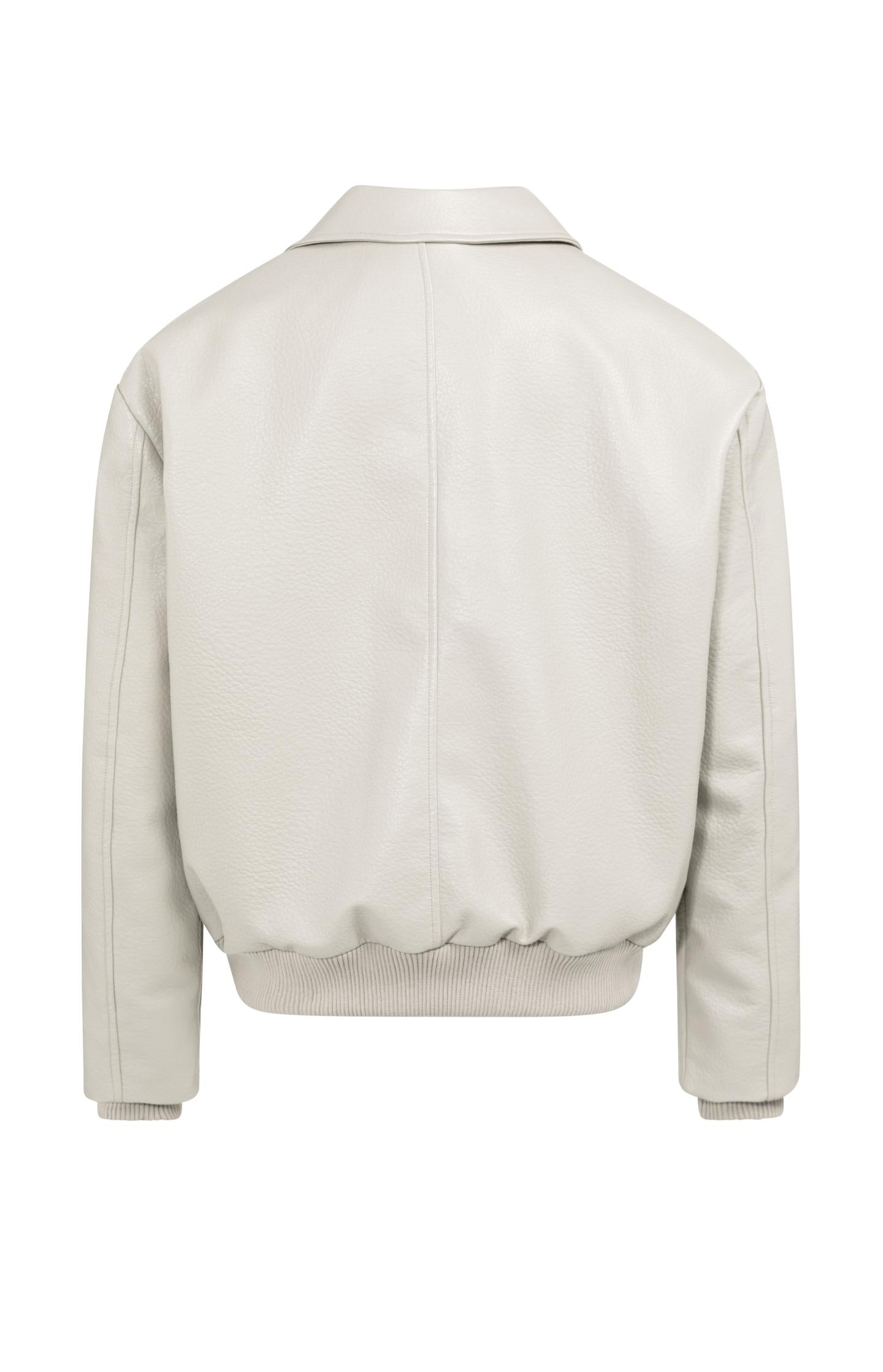 Oversized faux leather jacket with classic collar