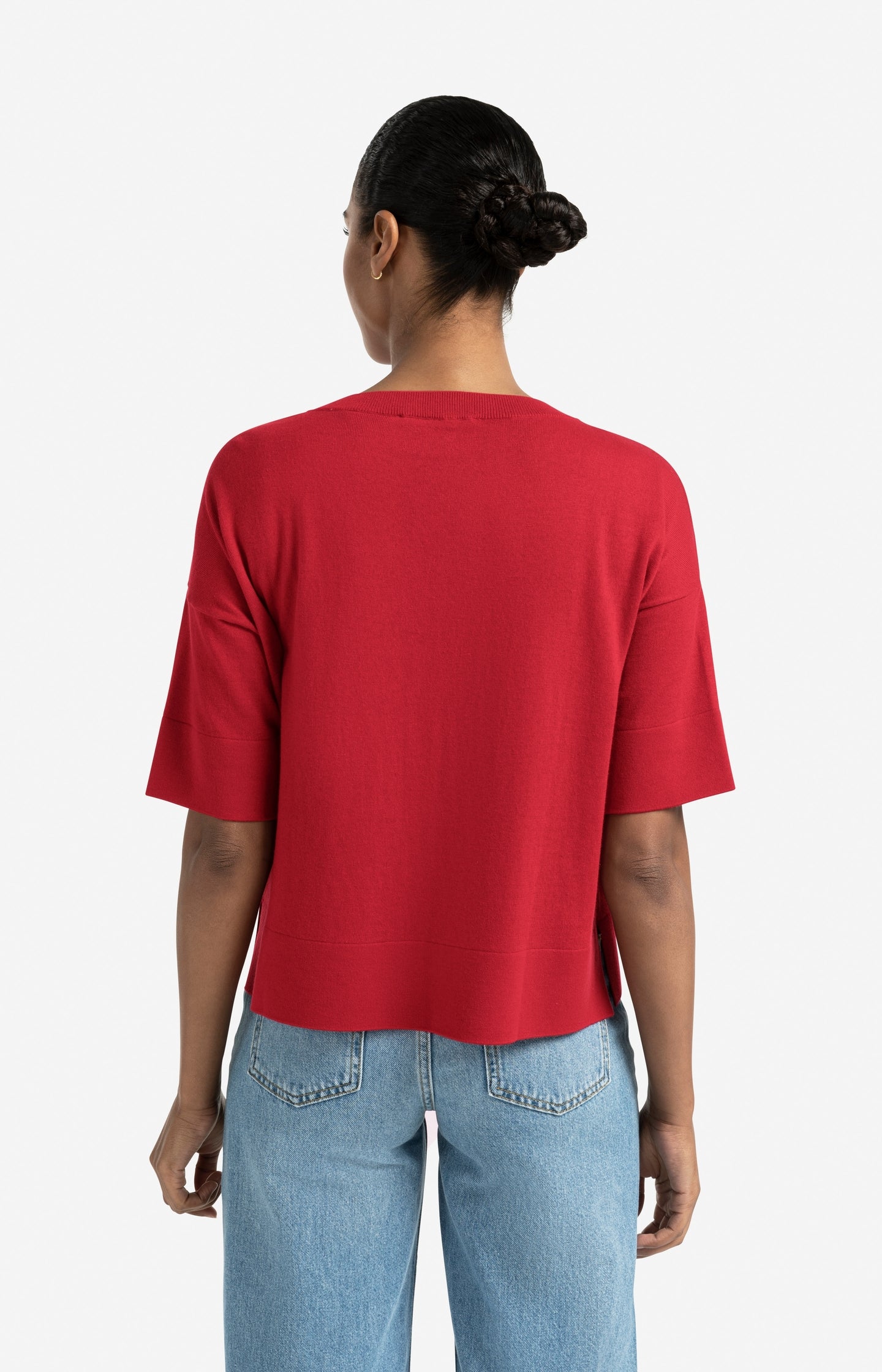 Oversized fine knit cardigan with short sleeves