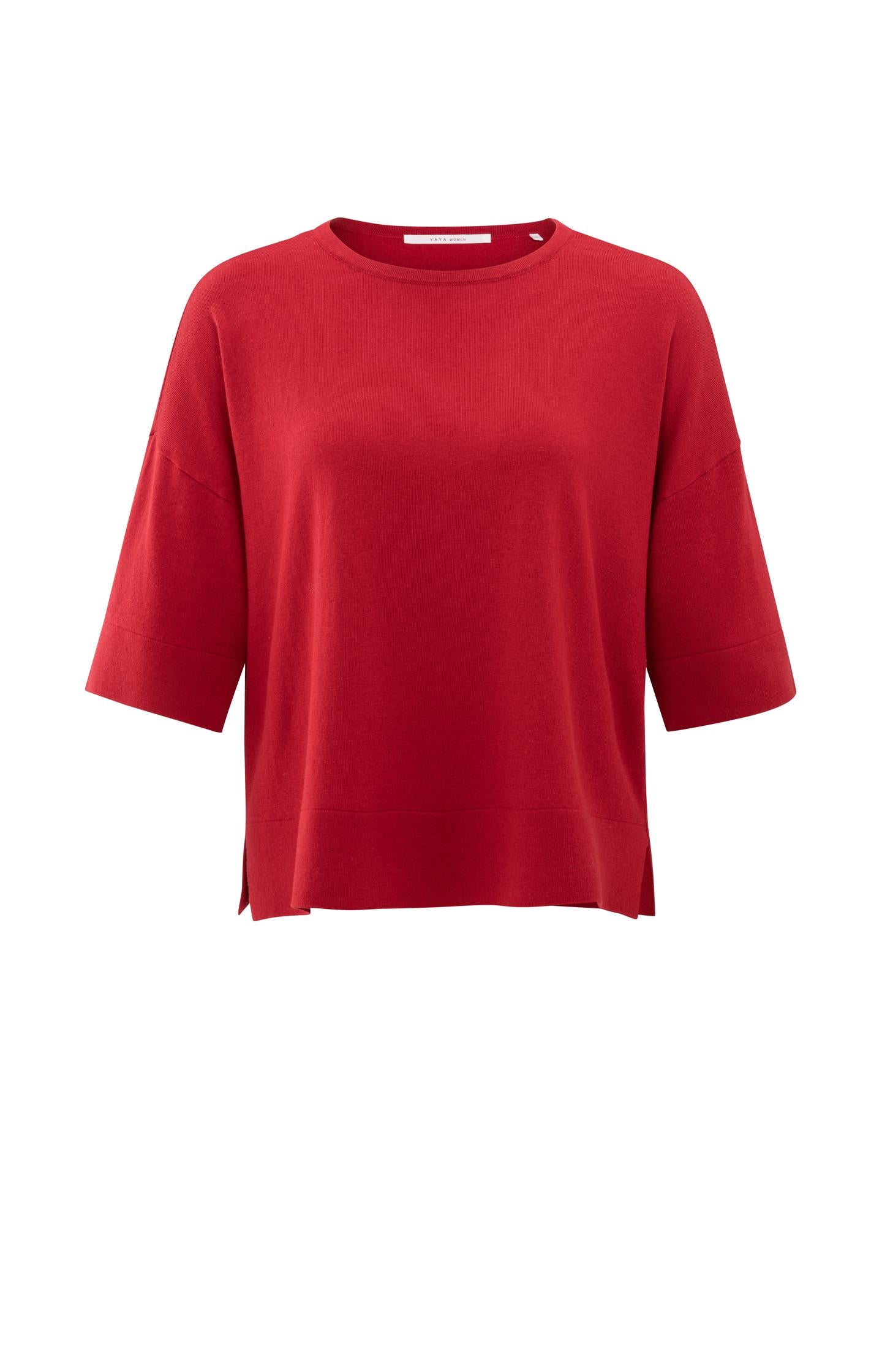 Oversized fine knitted T-shirt with short sleeves - Type: product
