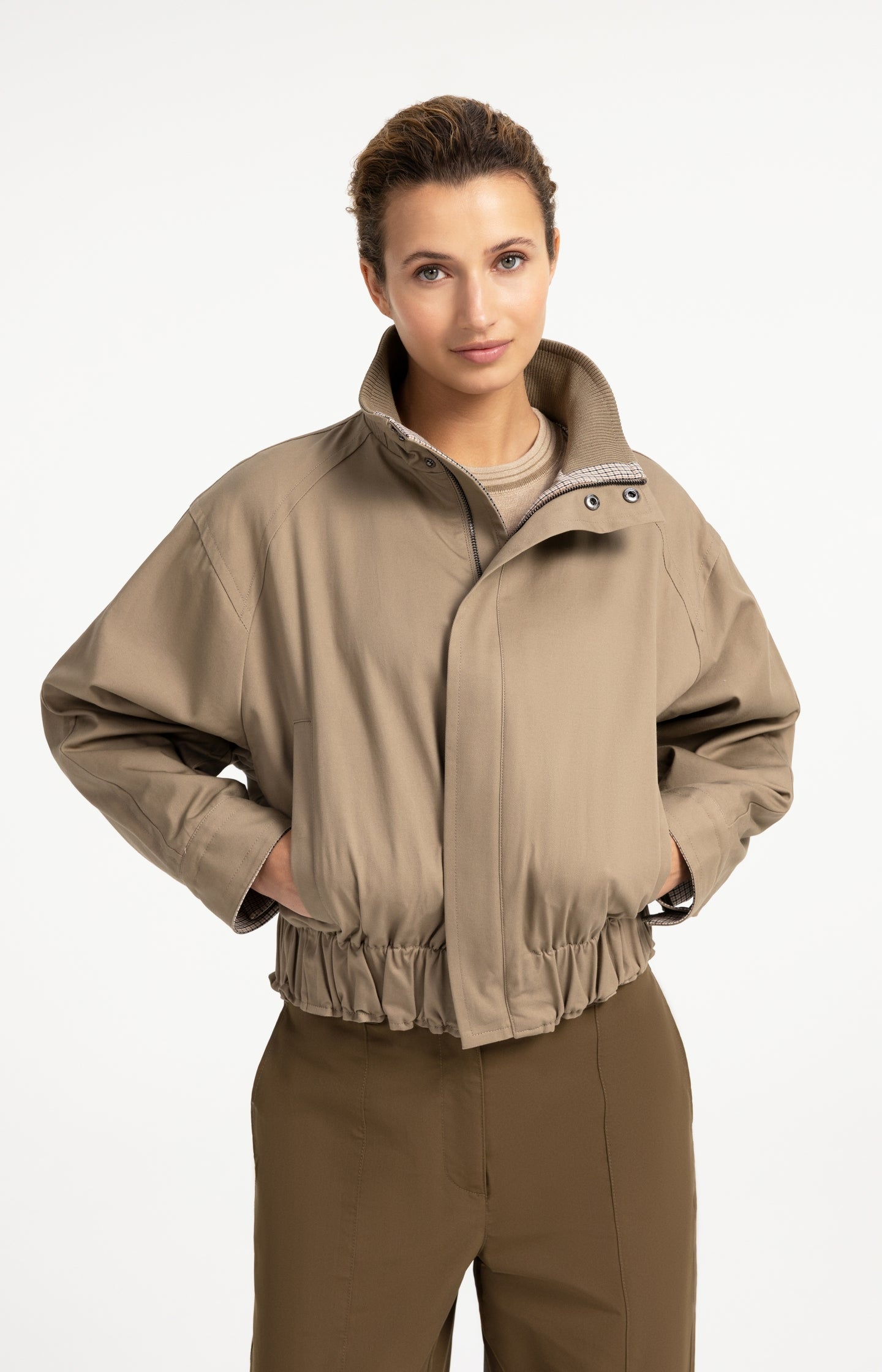 Oversized jacket with stand collar