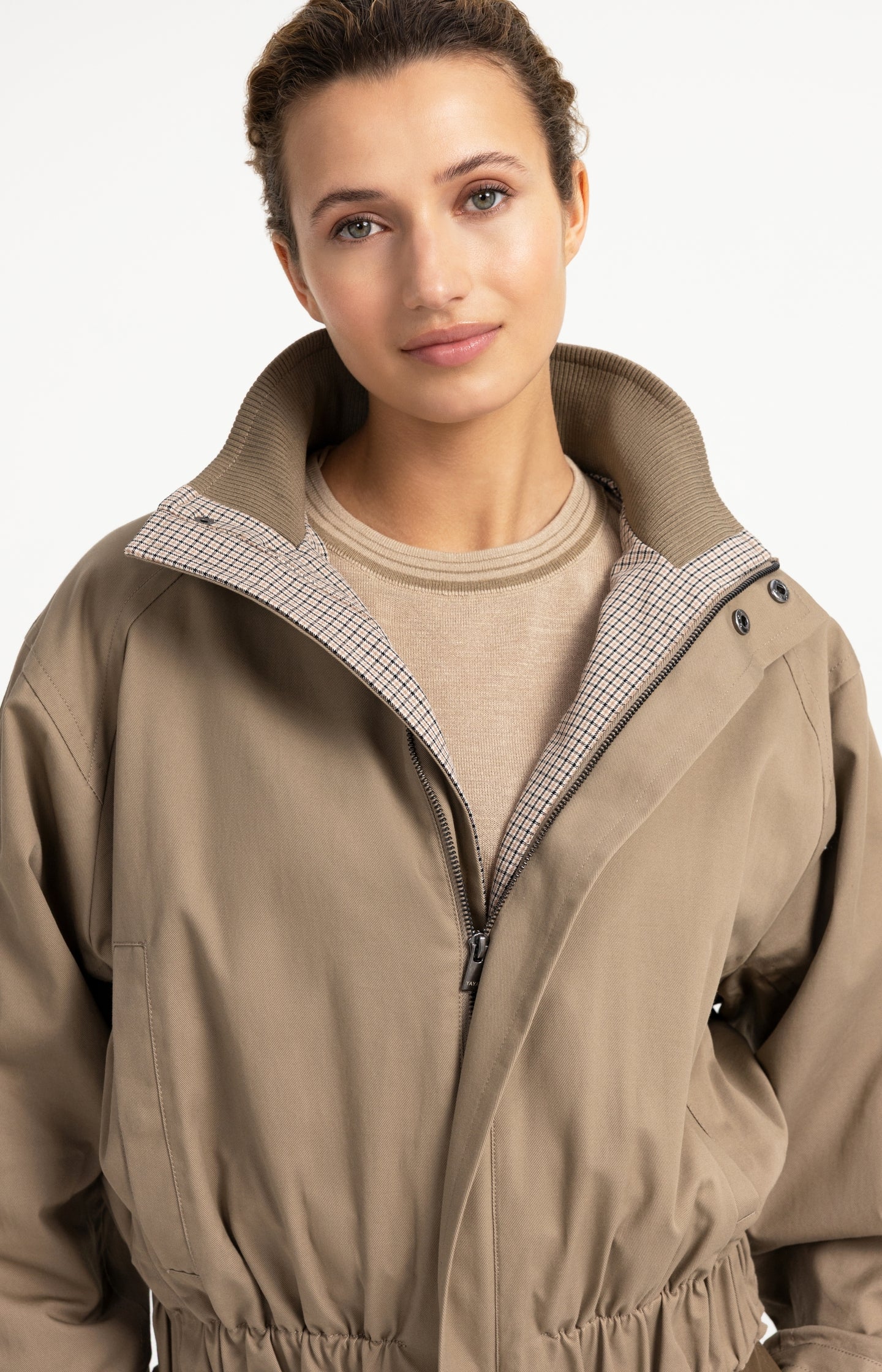 Oversized jacket with stand collar