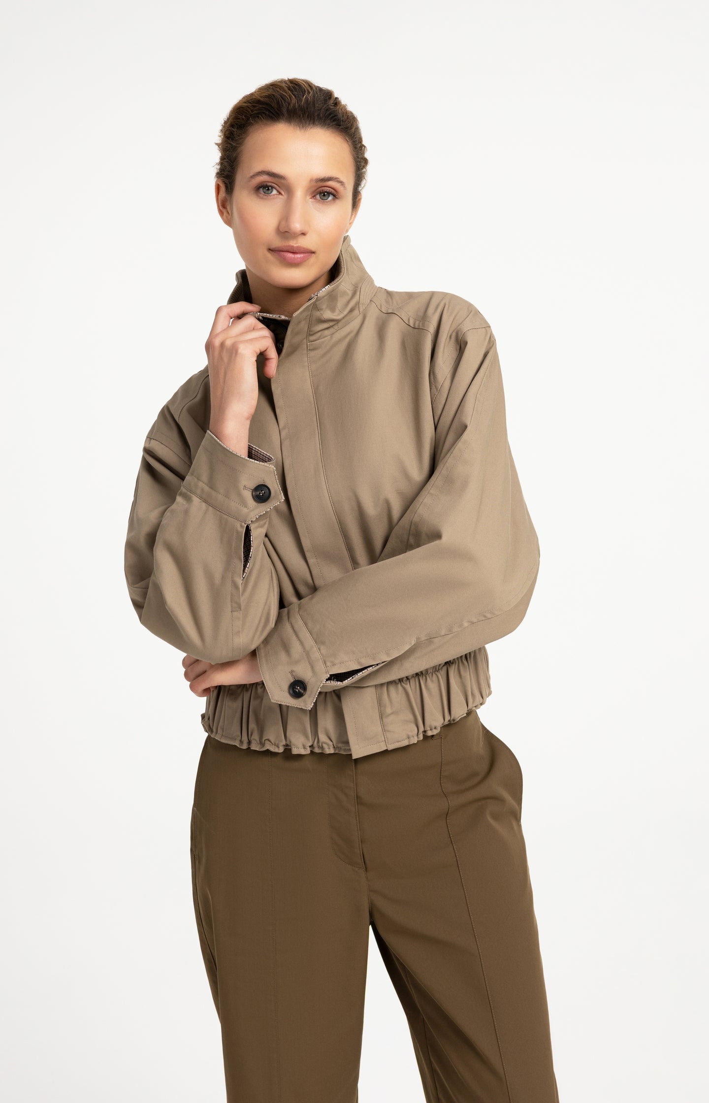 Oversized jacket with stand collar