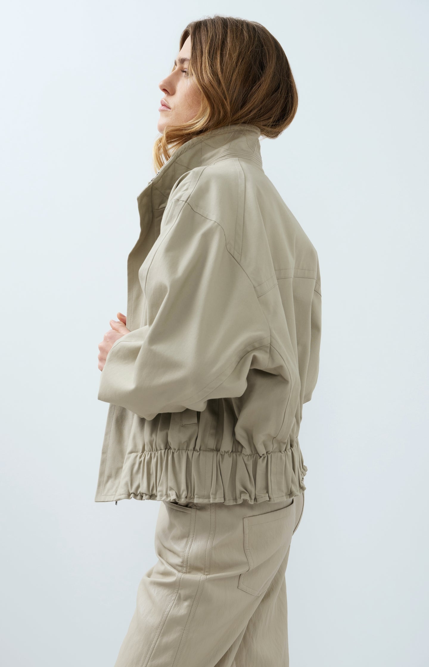Oversized jacket with stand collar