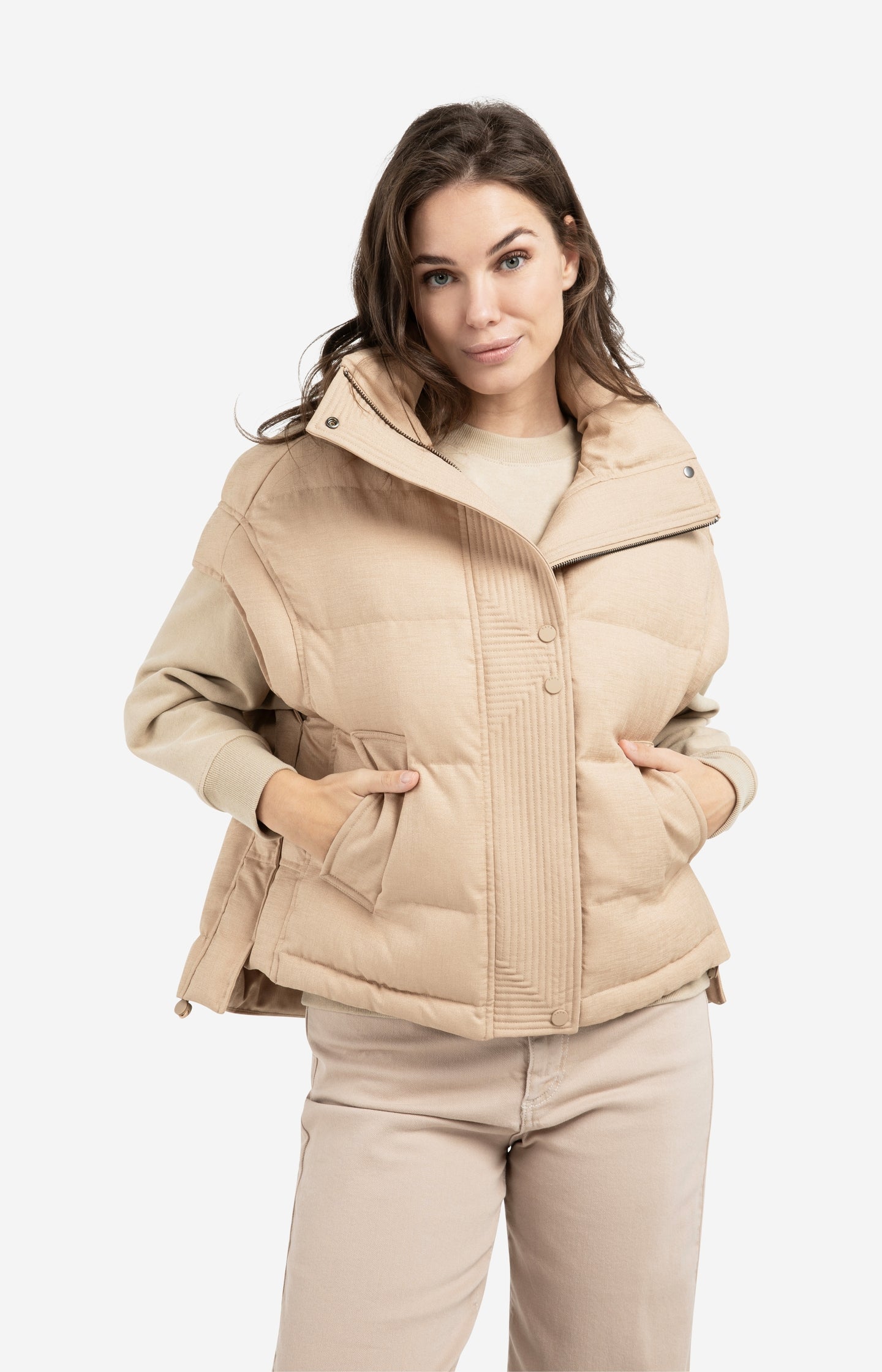 Oversized padded bodywarmer with collar