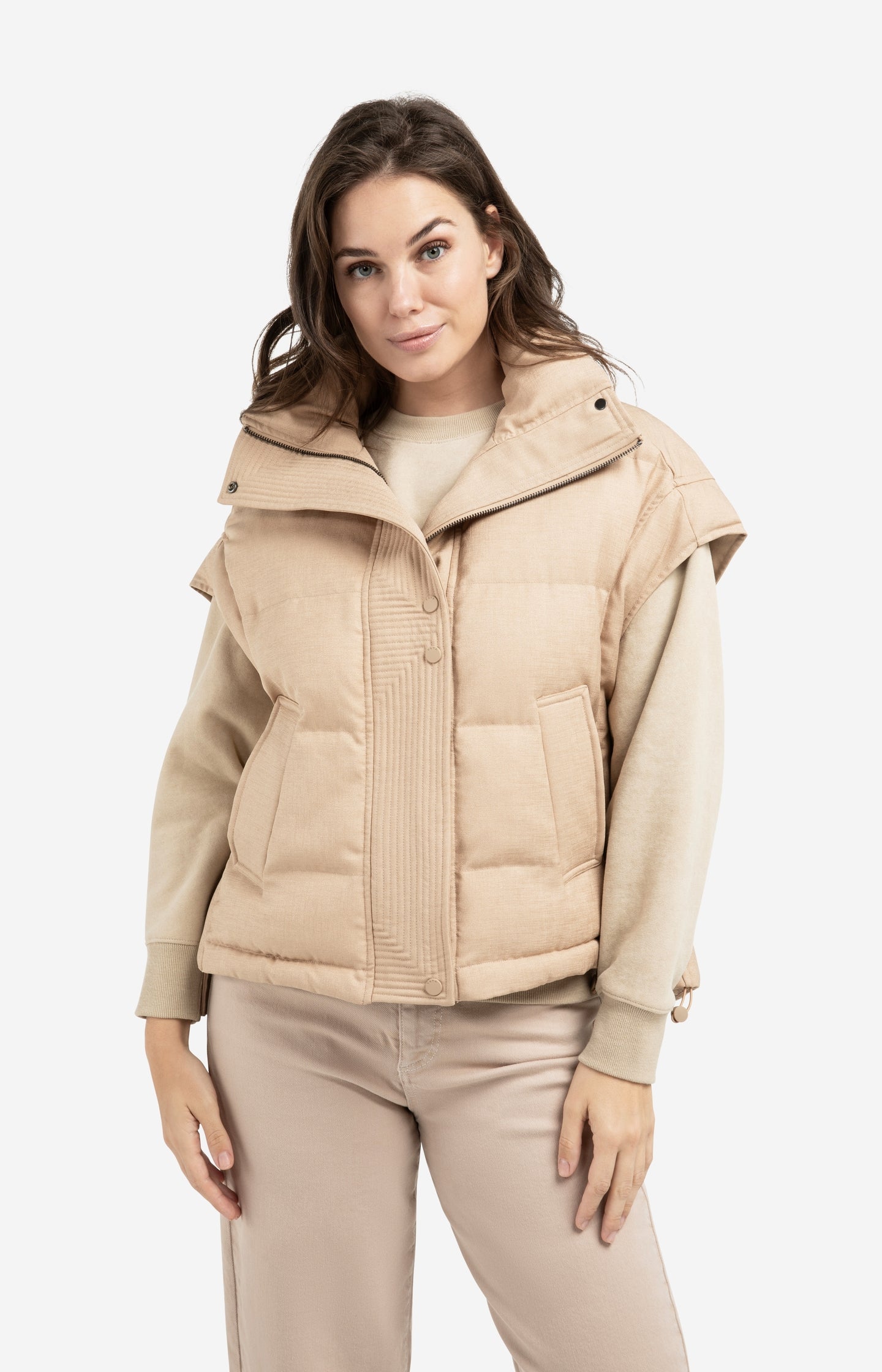 Oversized padded bodywarmer with collar
