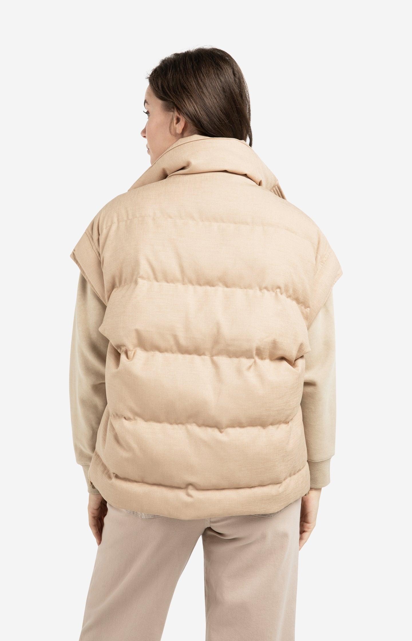 Oversized padded bodywarmer with collar