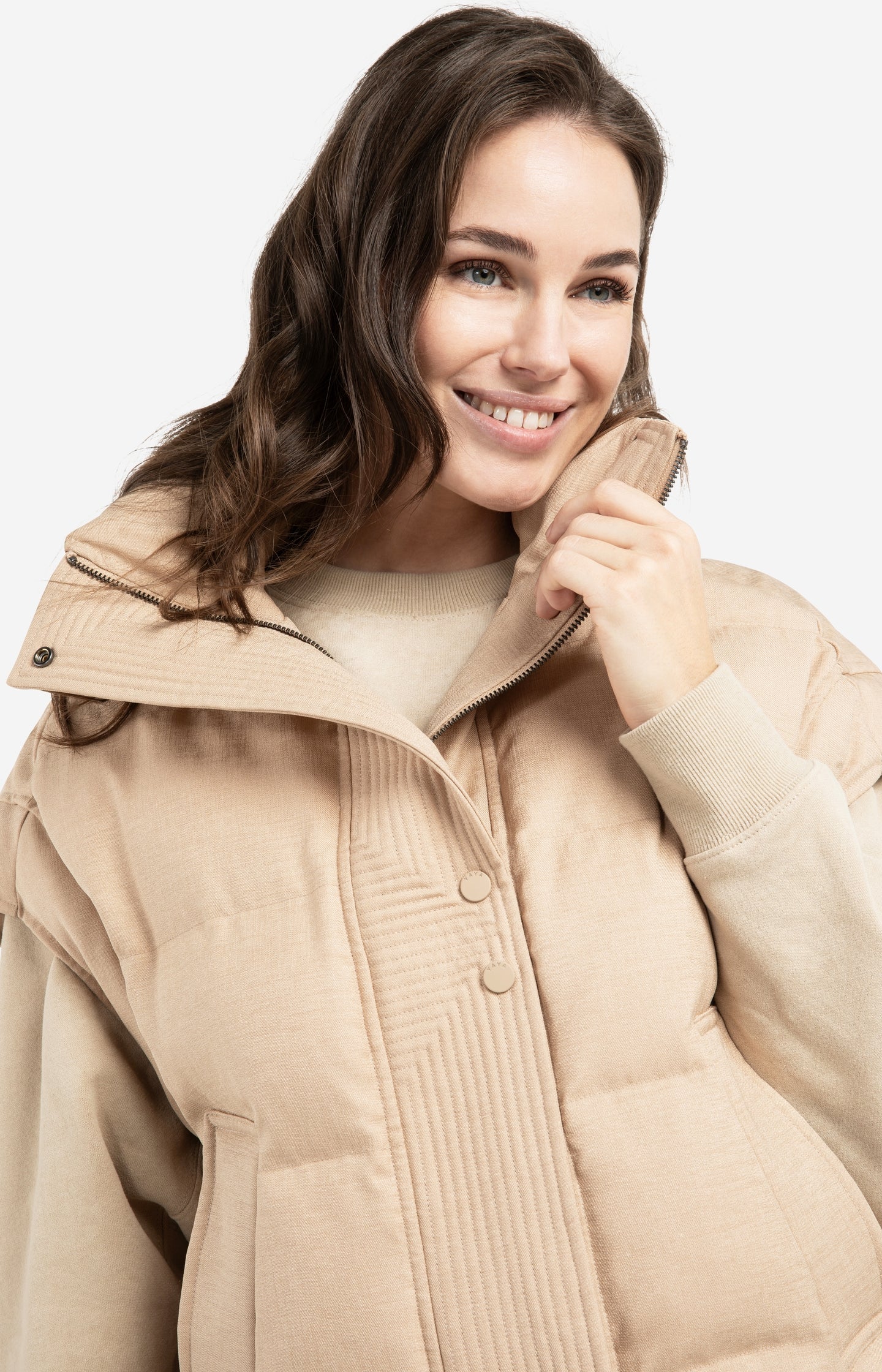 Oversized padded bodywarmer with collar