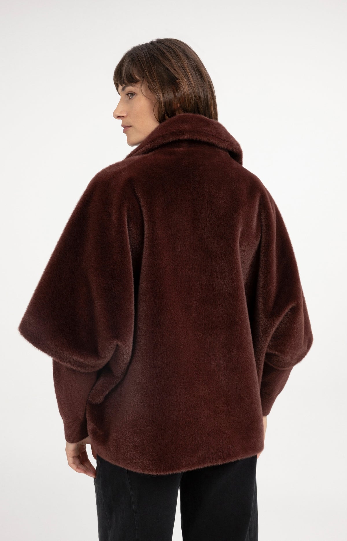 Oversized reversible faux fur jacket - Red