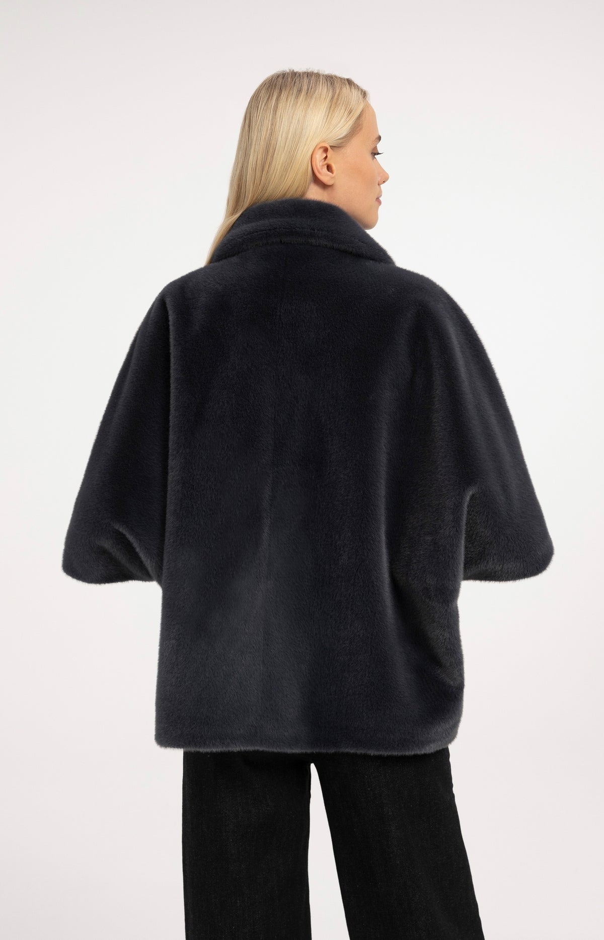 Oversized reversible faux fur jacket - Dark Anthracite