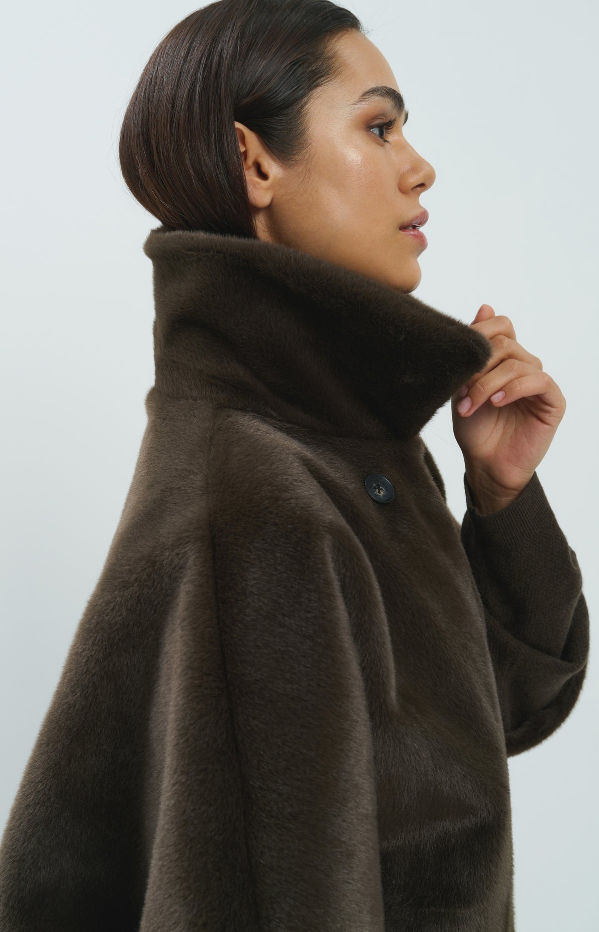 Oversize-Wendejacke aus Fellimitat - Delicioso Brown