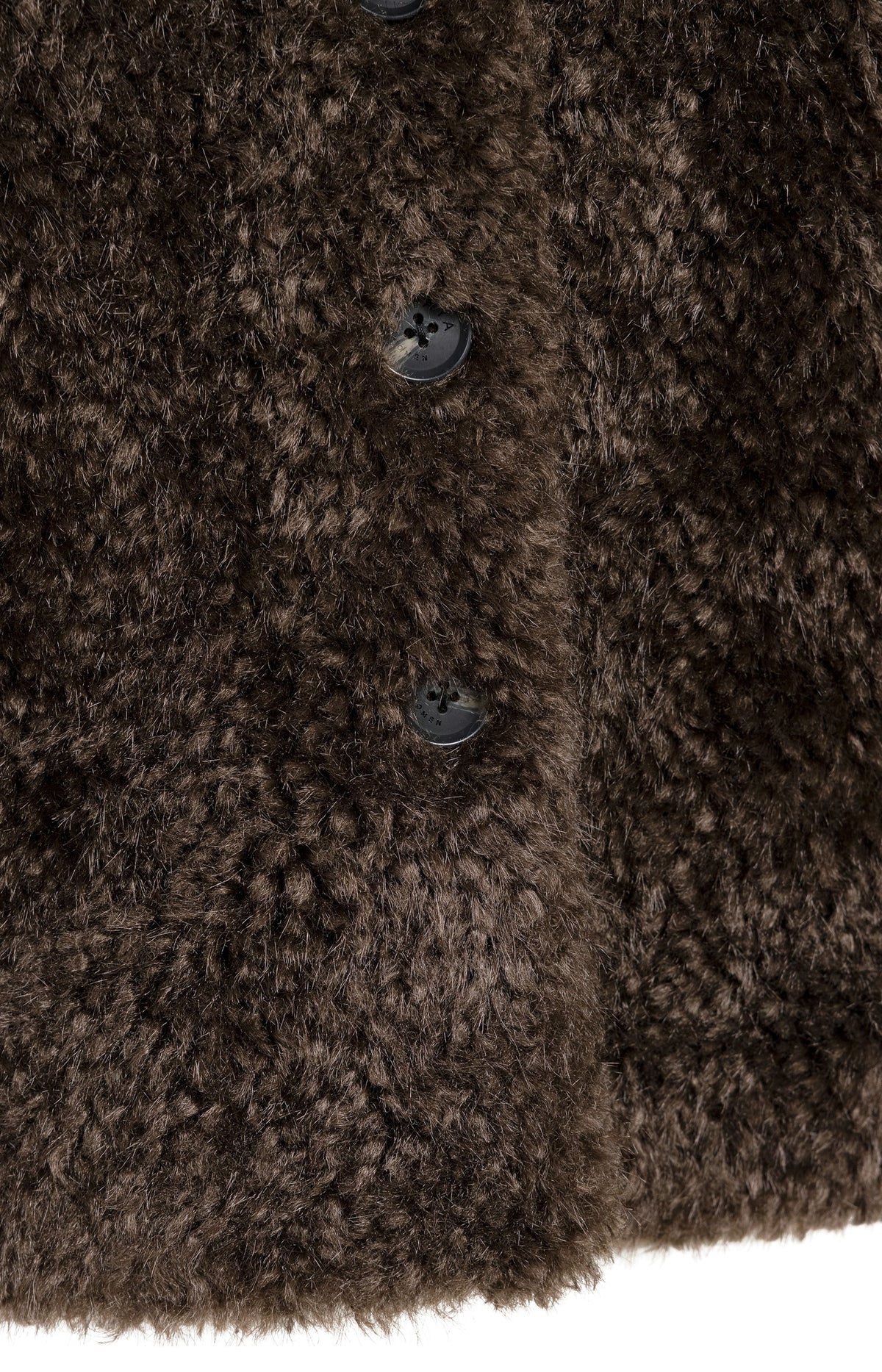 Oversized short faux fur jacket with buttons - Delicioso Brown