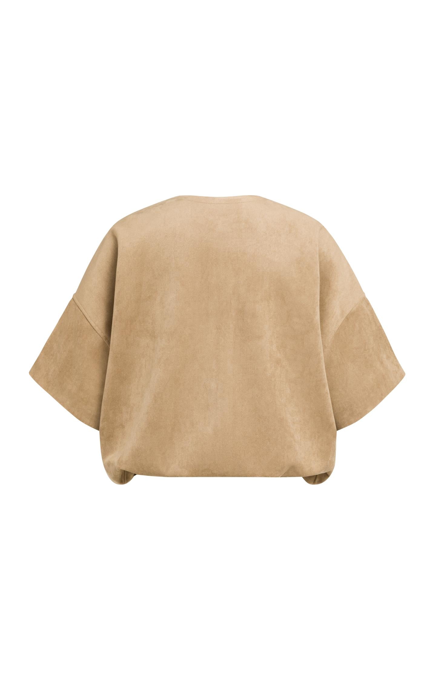 Oversized suedine jacket with short sleeves